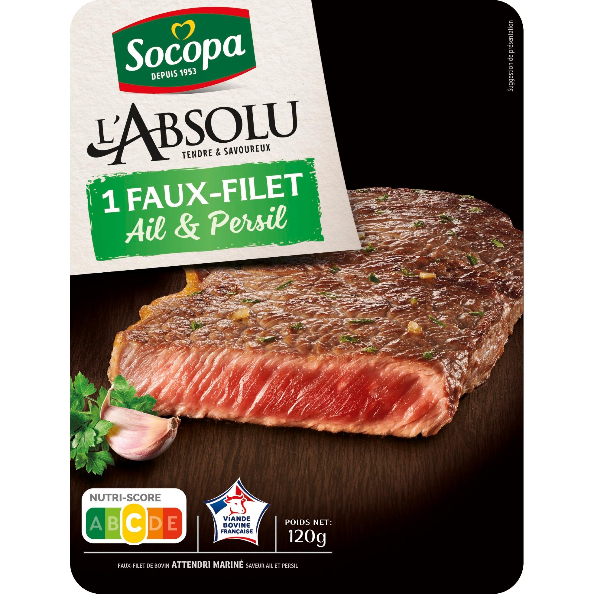 SOCOPA Faux-filet de boeuf ail et persil 1 pièce 120g