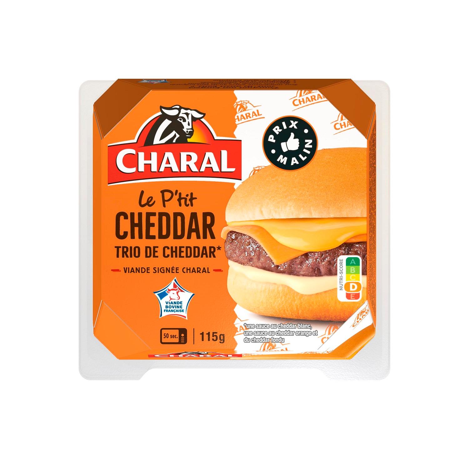 CHARAL Burger de boeuf au cheddar VBF 1 pièce 1x115g