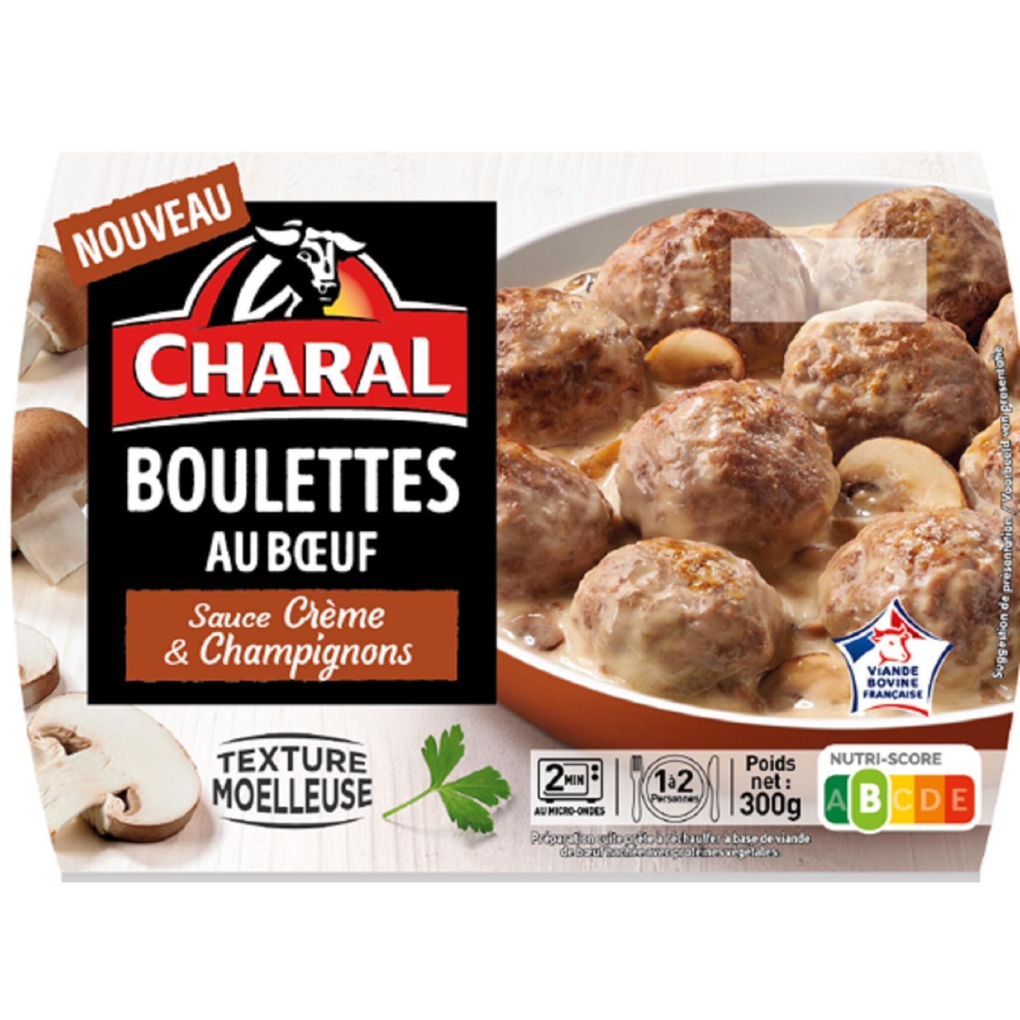 CHARAL Boulettes de boeuf à la crème de champignons 1 personne 300g