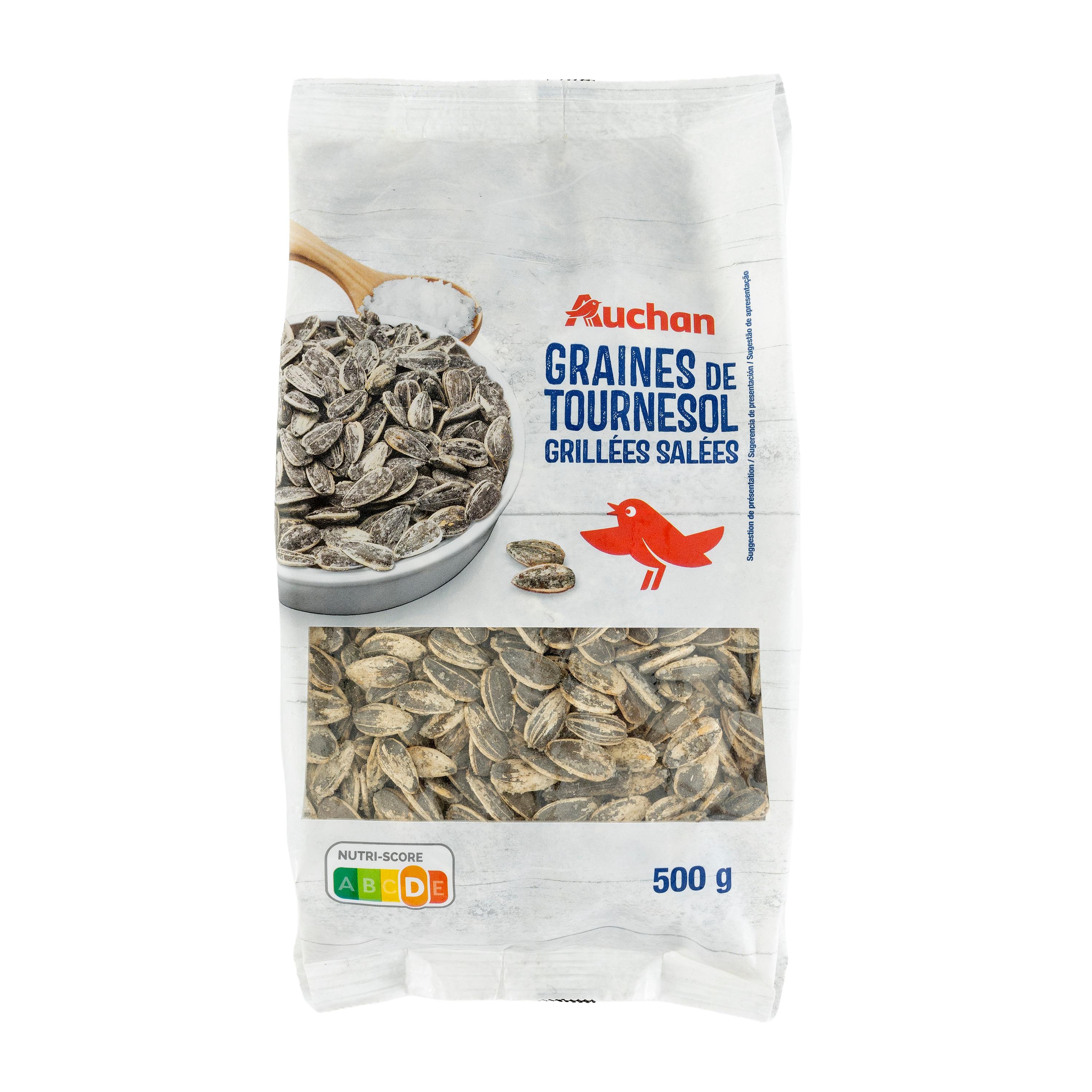 AUCHAN Graines de tournesol grillées salées 500g