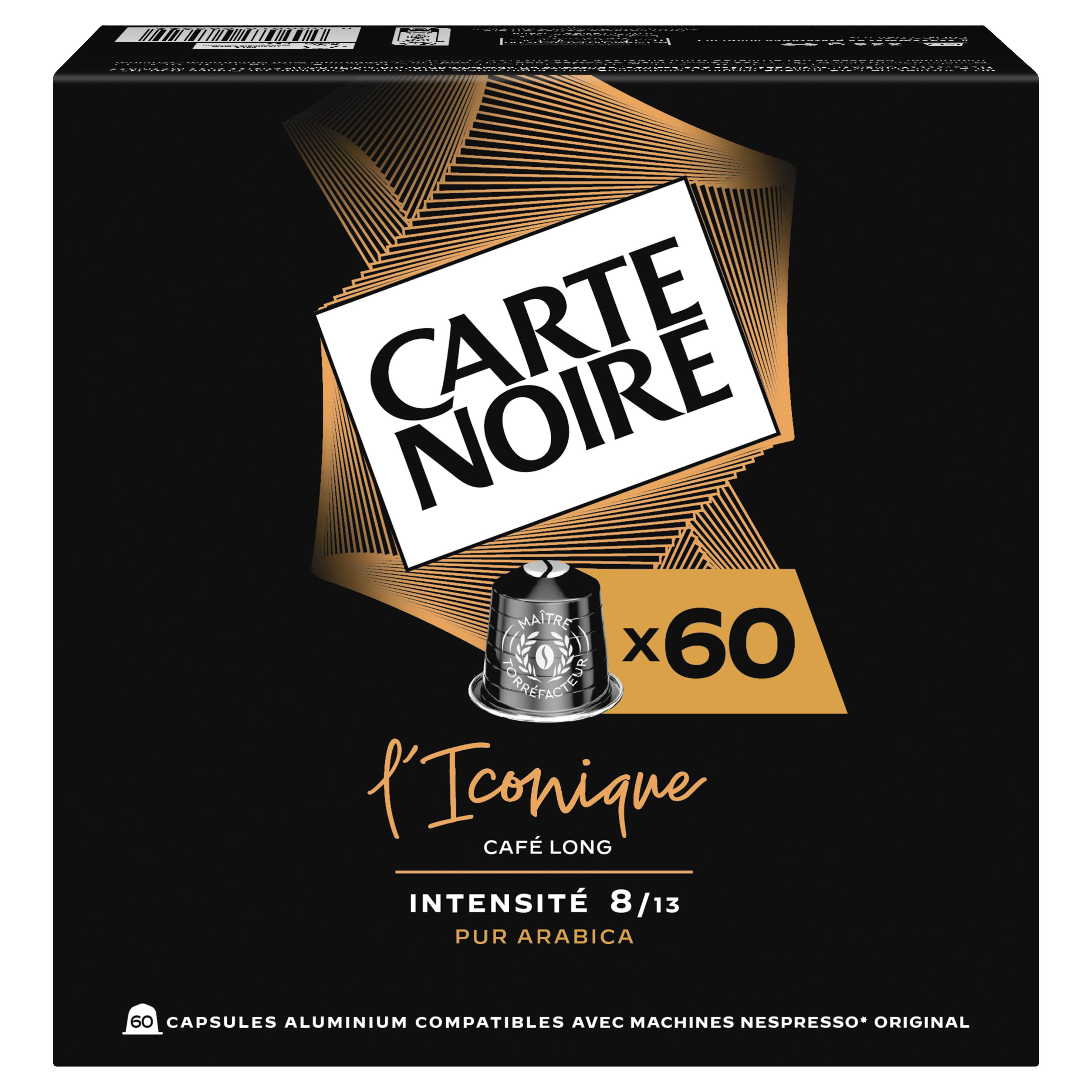 CARTE NOIRE L'Iconique Capsules de café long pur arabica intensité 8 60 capsules 336g