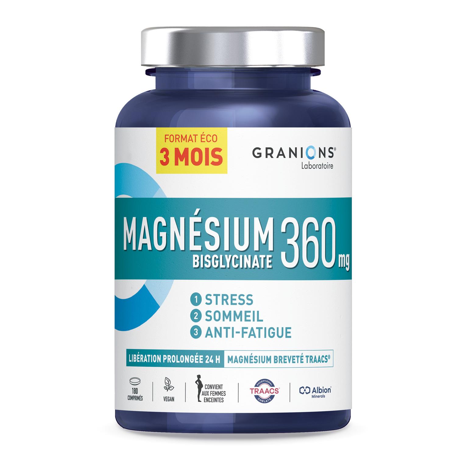GRANIONS Magnésium bisglycinate 360 mg à libération prolongée 180 pièces