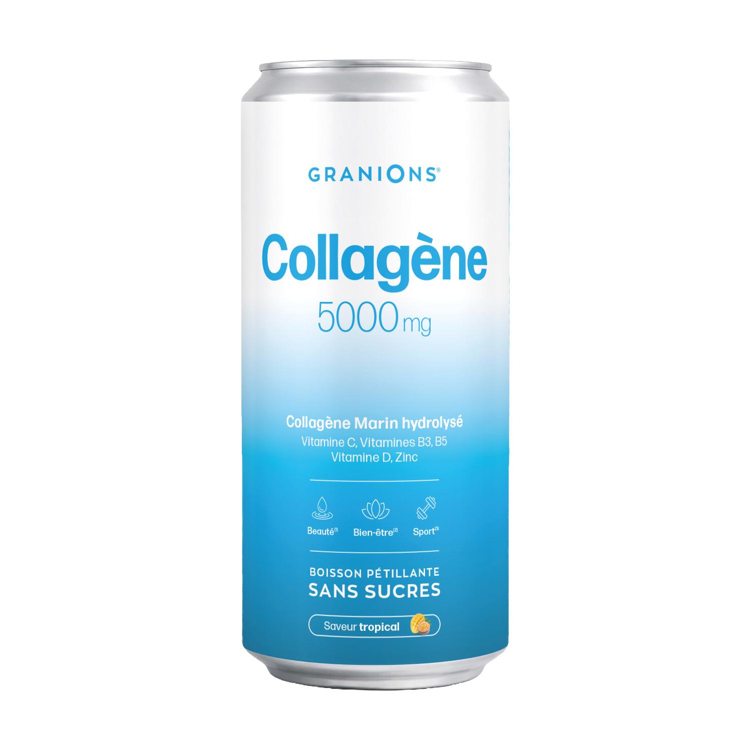 GRANIONS Boisson au collagène 5000mg saveur tropical sans sucres 33cl