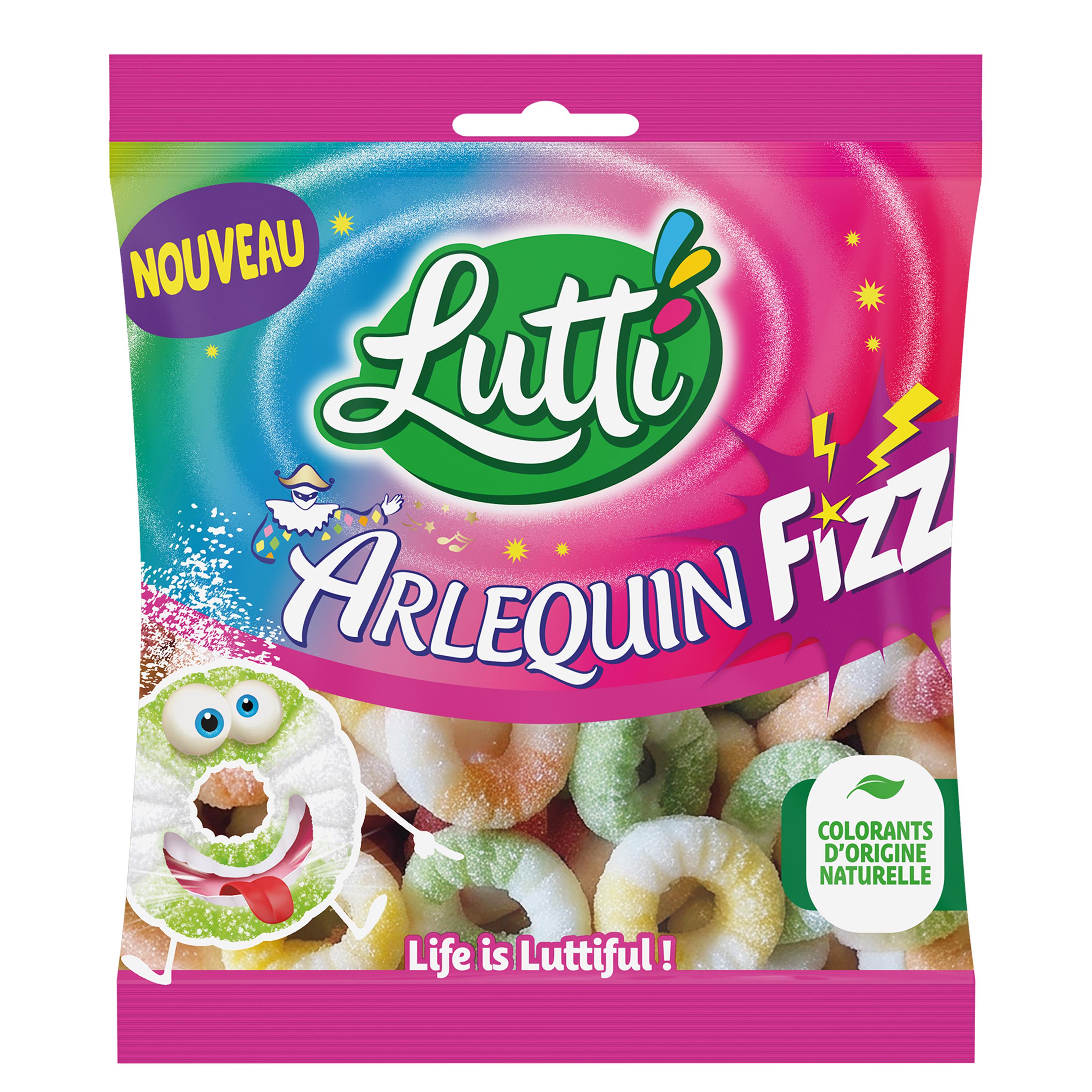 LUTTI Arlequin Fizz bonbons acidulés aux fruits 180g