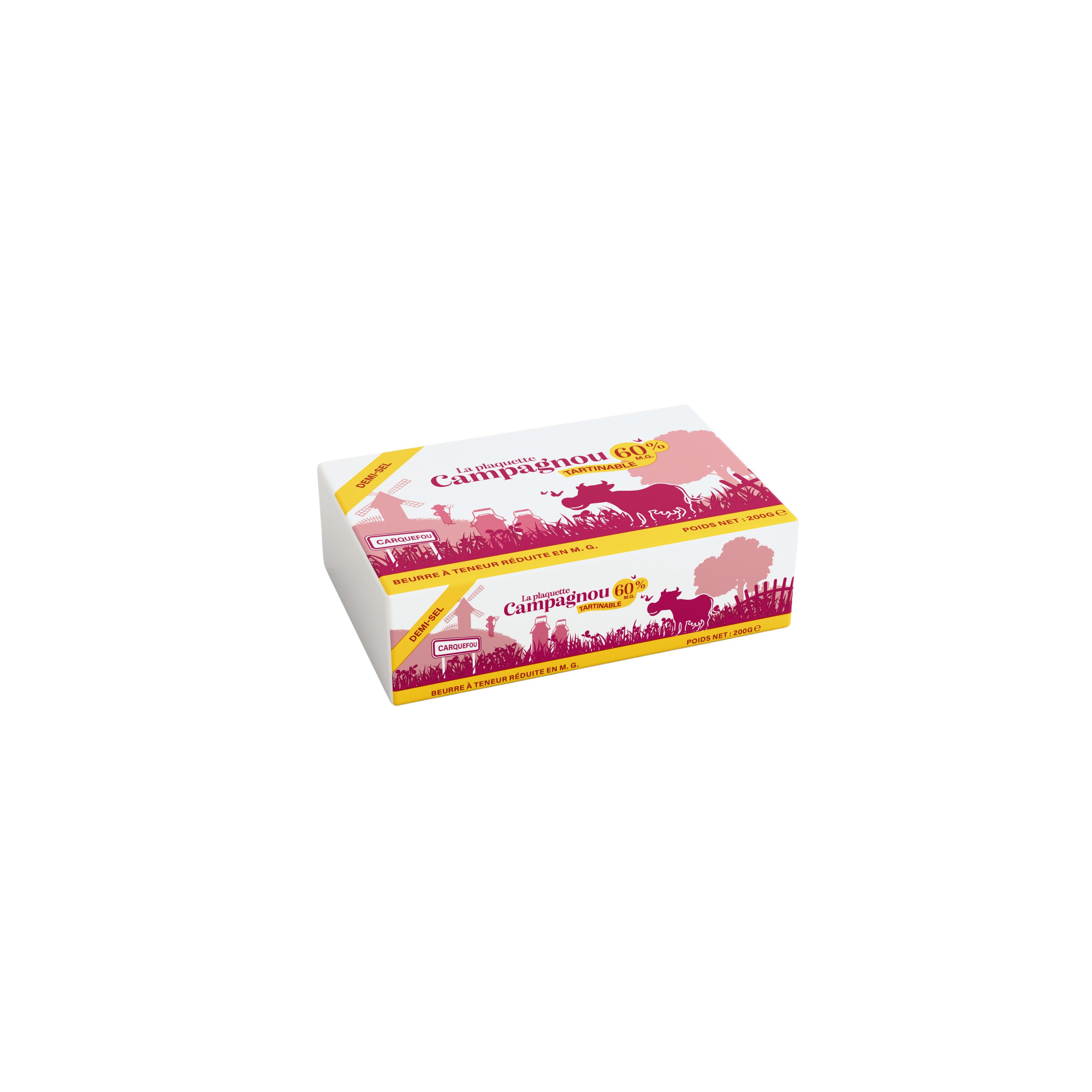 CAMPAGNOU Beurre demi-sel allégé à tartiner 60%MG 200g