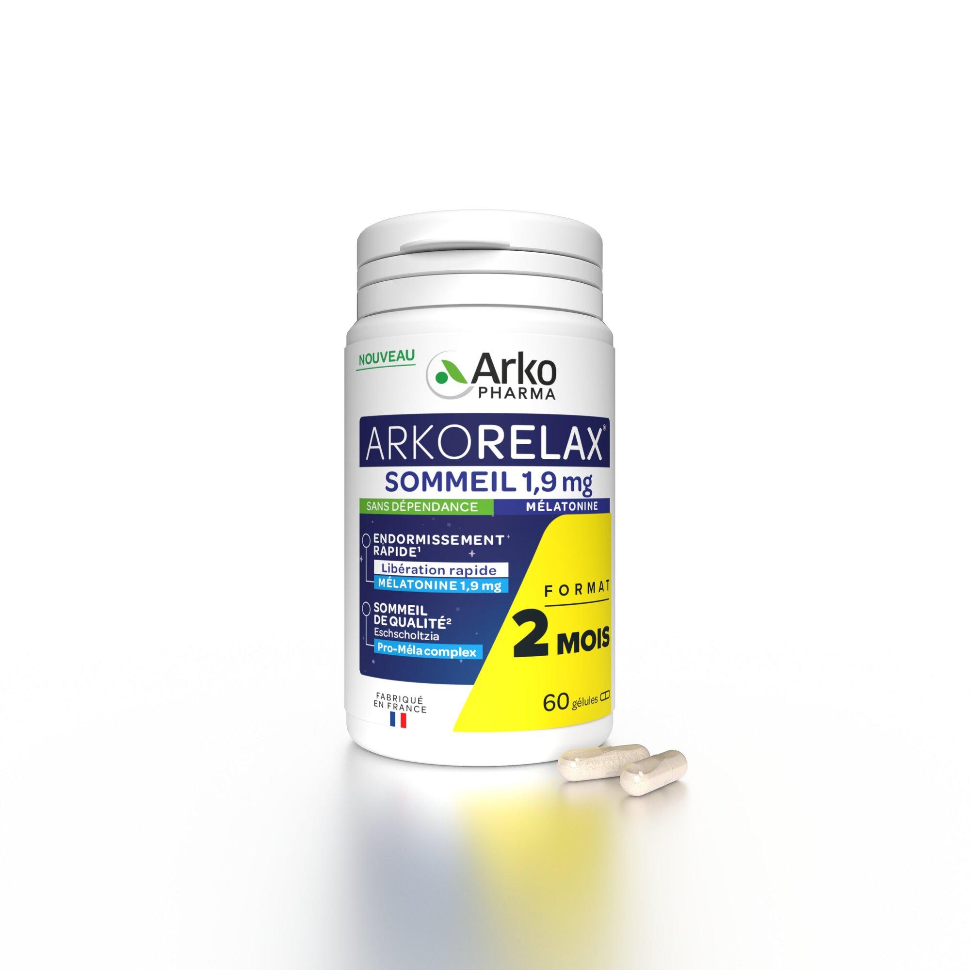 ARKOPHARMA Arkorelax complément alimentaire sommeil mélatonine 1,9 mg 60 gélules