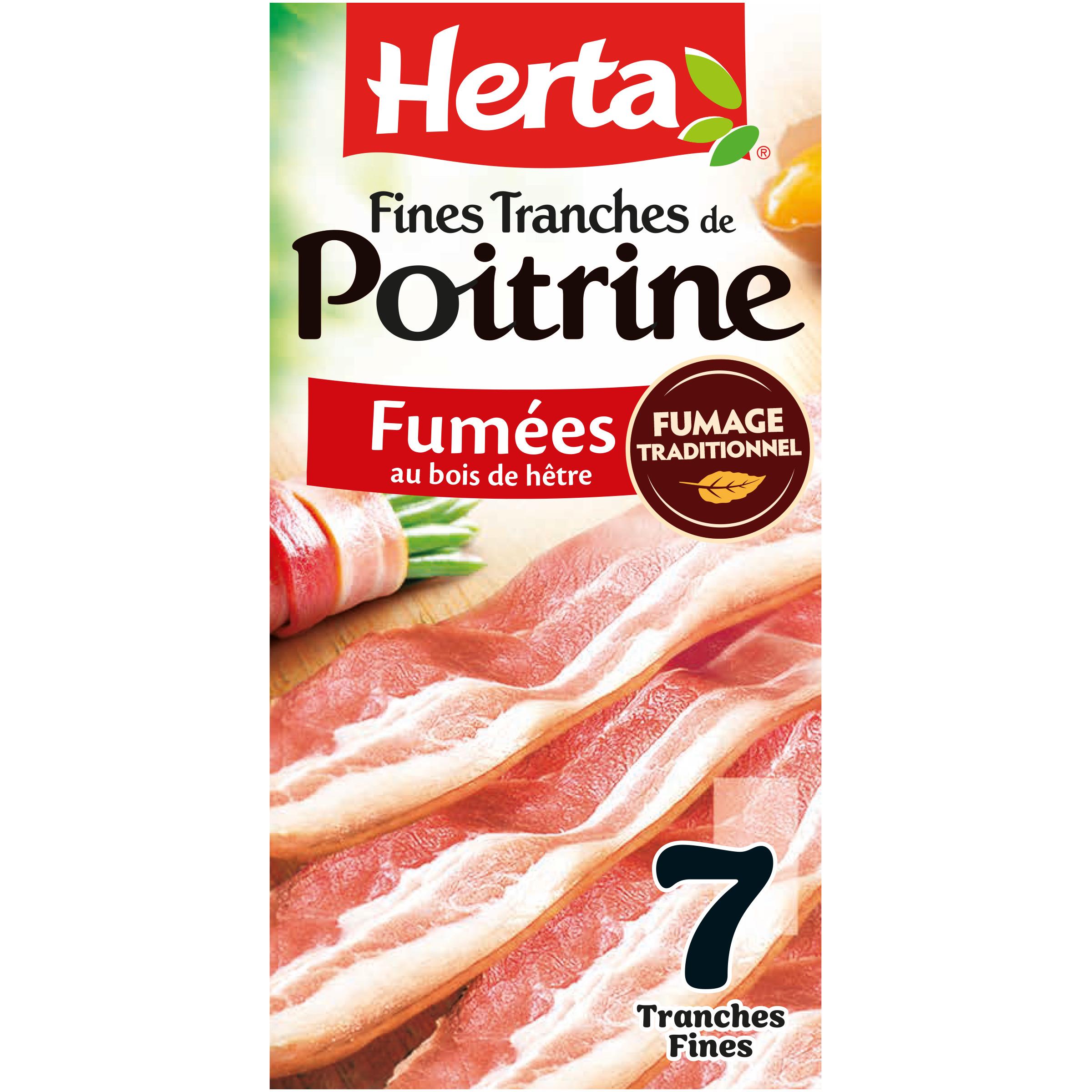 HERTA Poitrine fumée au bois de hêtre en tranches fines 7 tranches 100g