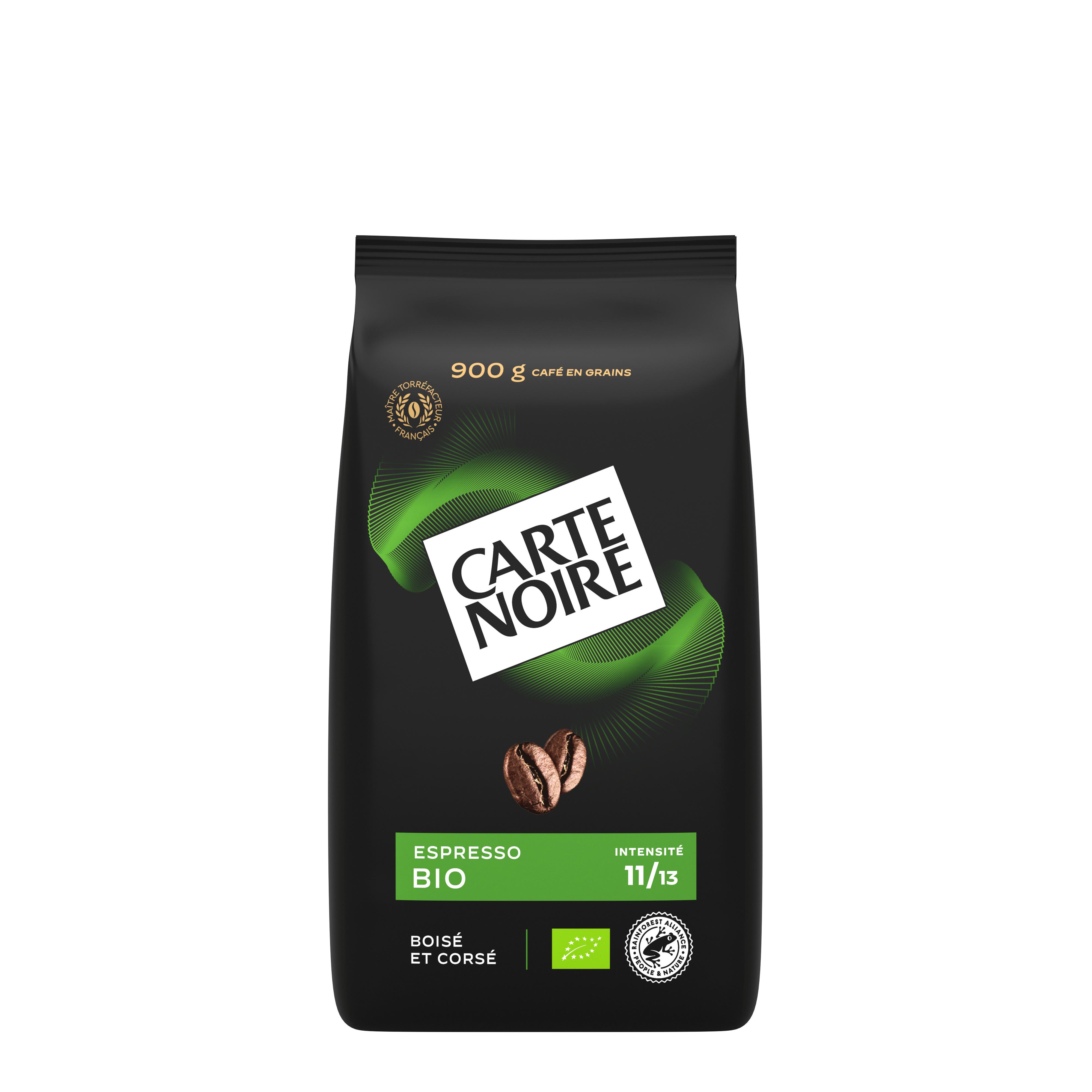 CARTE NOIRE Café en grains espresso arabica et robusta intensité 11 bio 900g