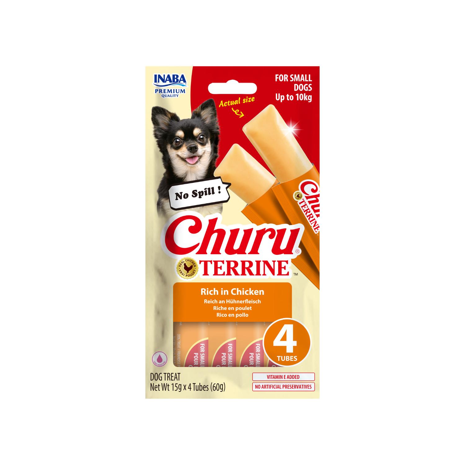 CHURU Terrine Friandises en stick au poulet pour petit chien 4 sticks 60g