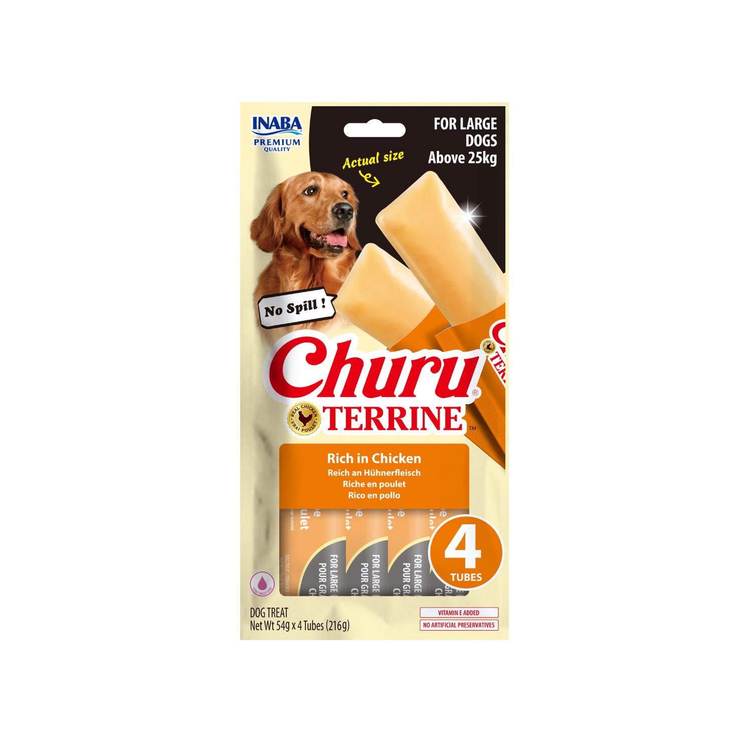 CHURU Terrine Friandises en stick au poulet pour grand chien 4 sticks 216g