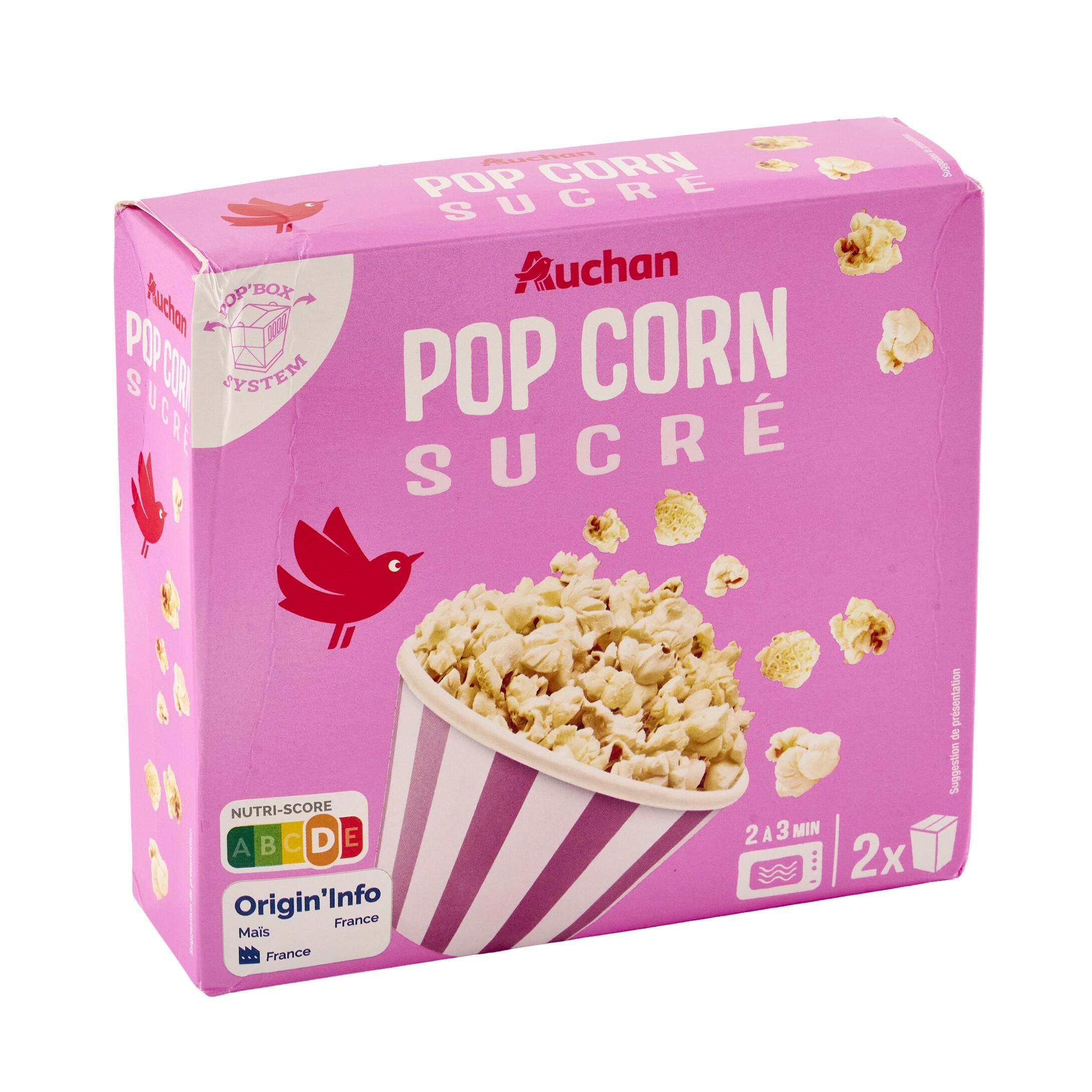 Voir la diapositive 3 : AUCHAN Pop-corn sucré box 2 sachets 2x90g