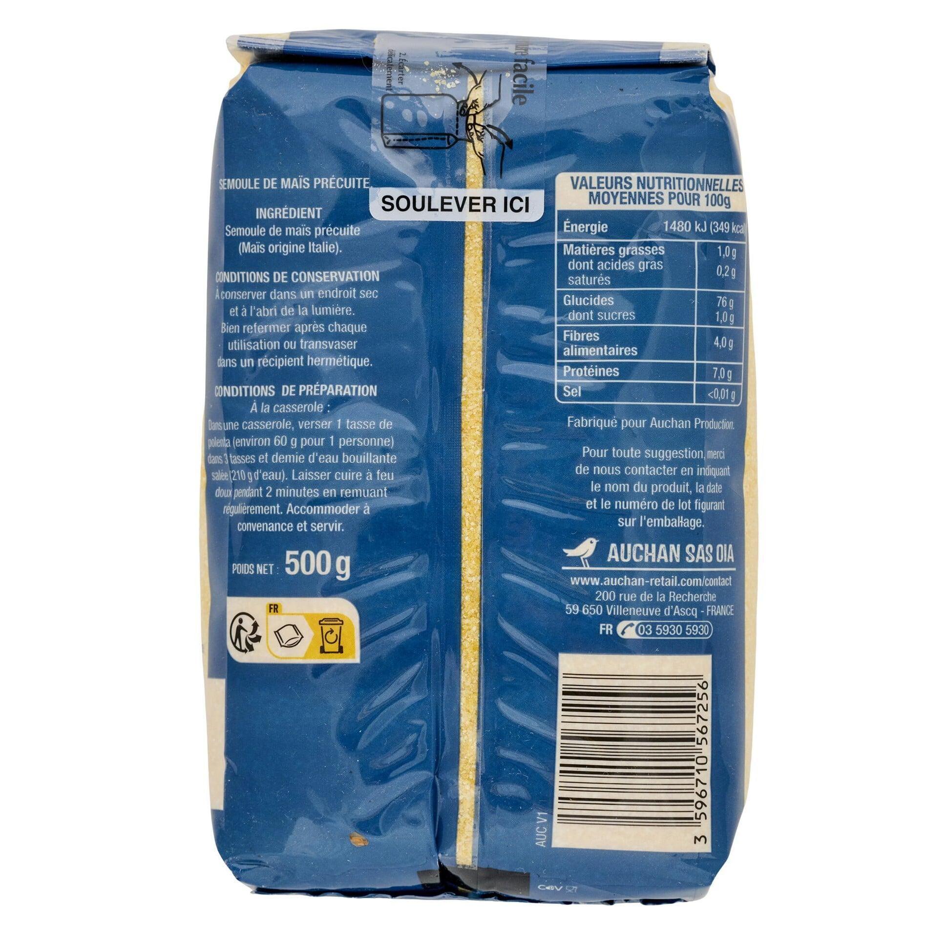 Voir la diapositive 2 : AUCHAN Polenta fine prêt en 2 min 500g