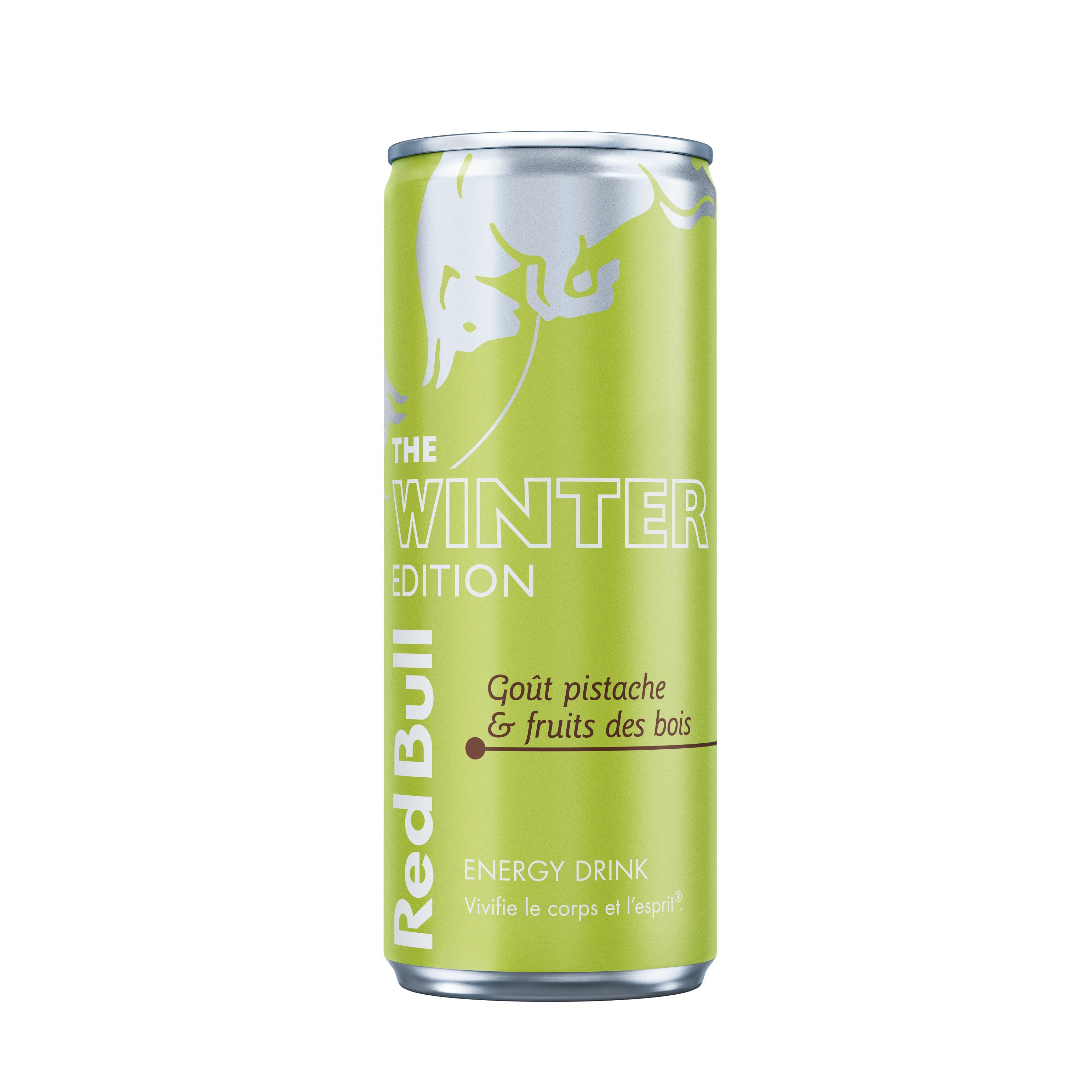 RED BULL The Winter Edition Boisson énergisante goût pistache et fruits des bois boîte 25cl