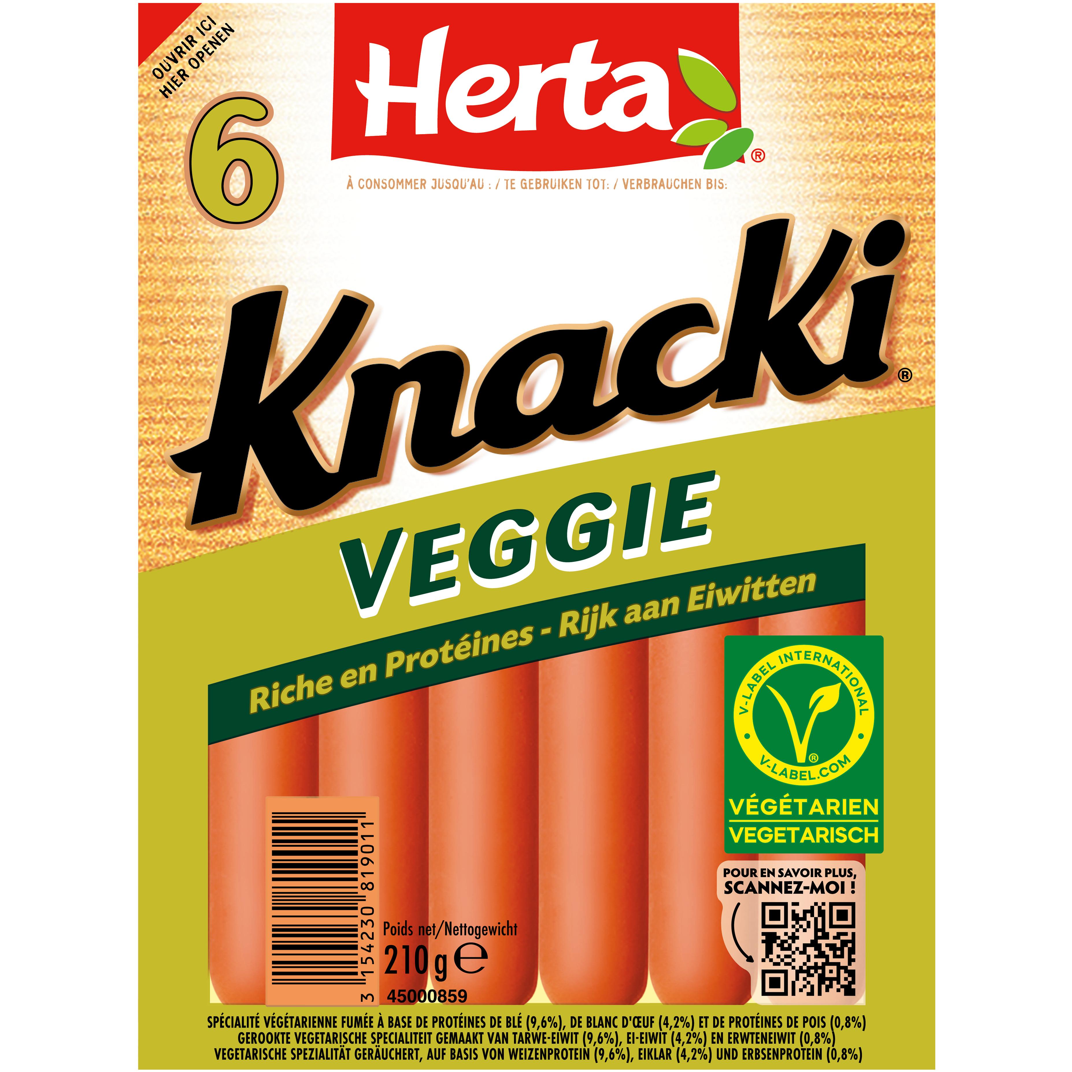 HERTA Knacki saucisses fumées végétal 6 pièces 210g