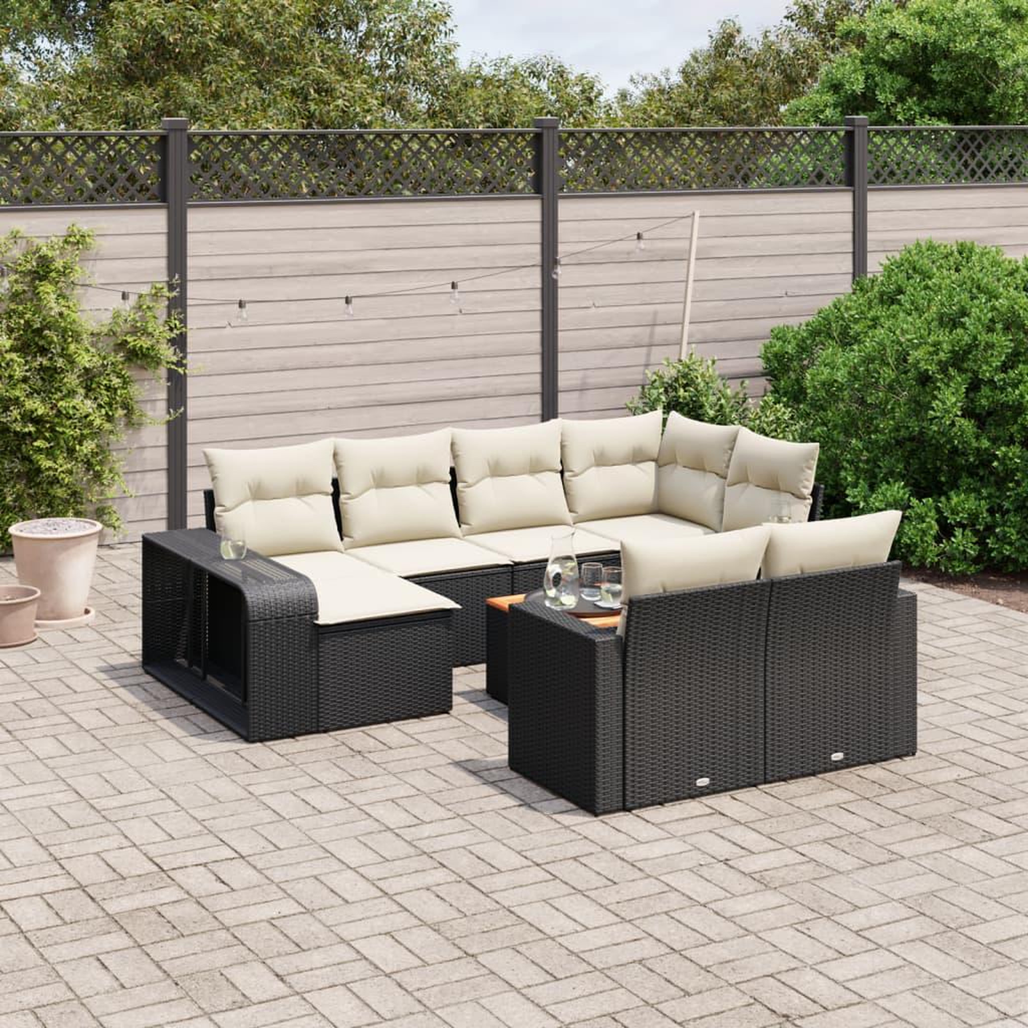 VIDAXL Salon de jardin 11 pcs avec coussins noir resine tressee