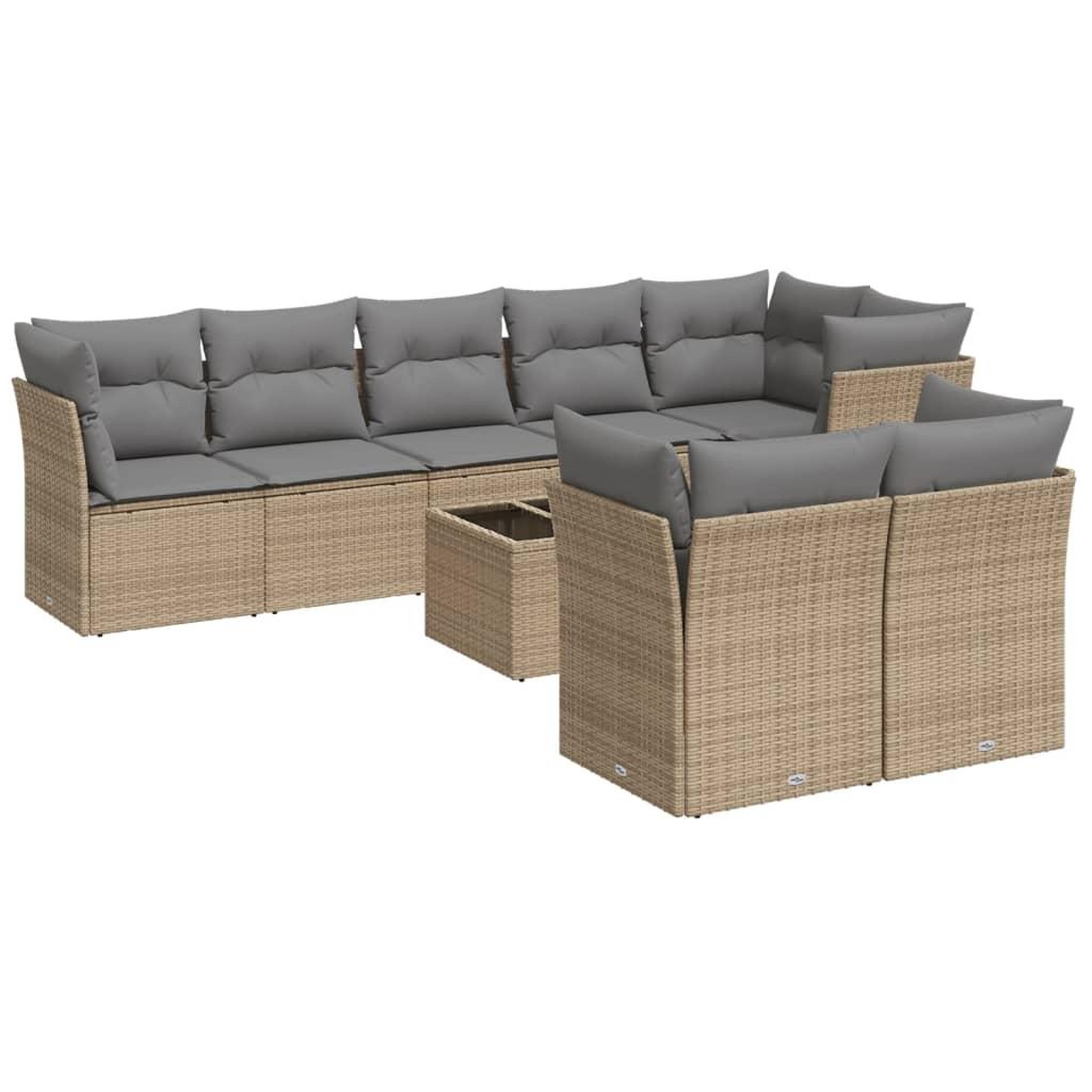 Voir la diapositive 2 : VIDAXL Salon de jardin avec coussins 9 pcs beige resine tressee