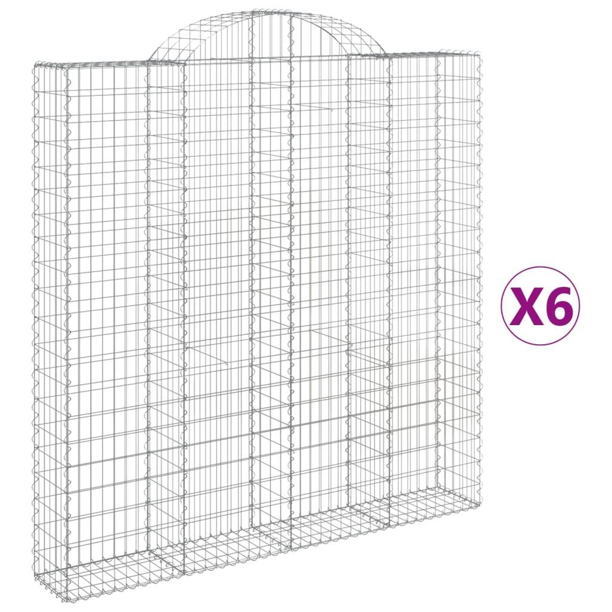 Voir la diapositive 2 : VIDAXL Paniers a gabions arques 6 pcs 200x30x200/220 cm fer galvanise