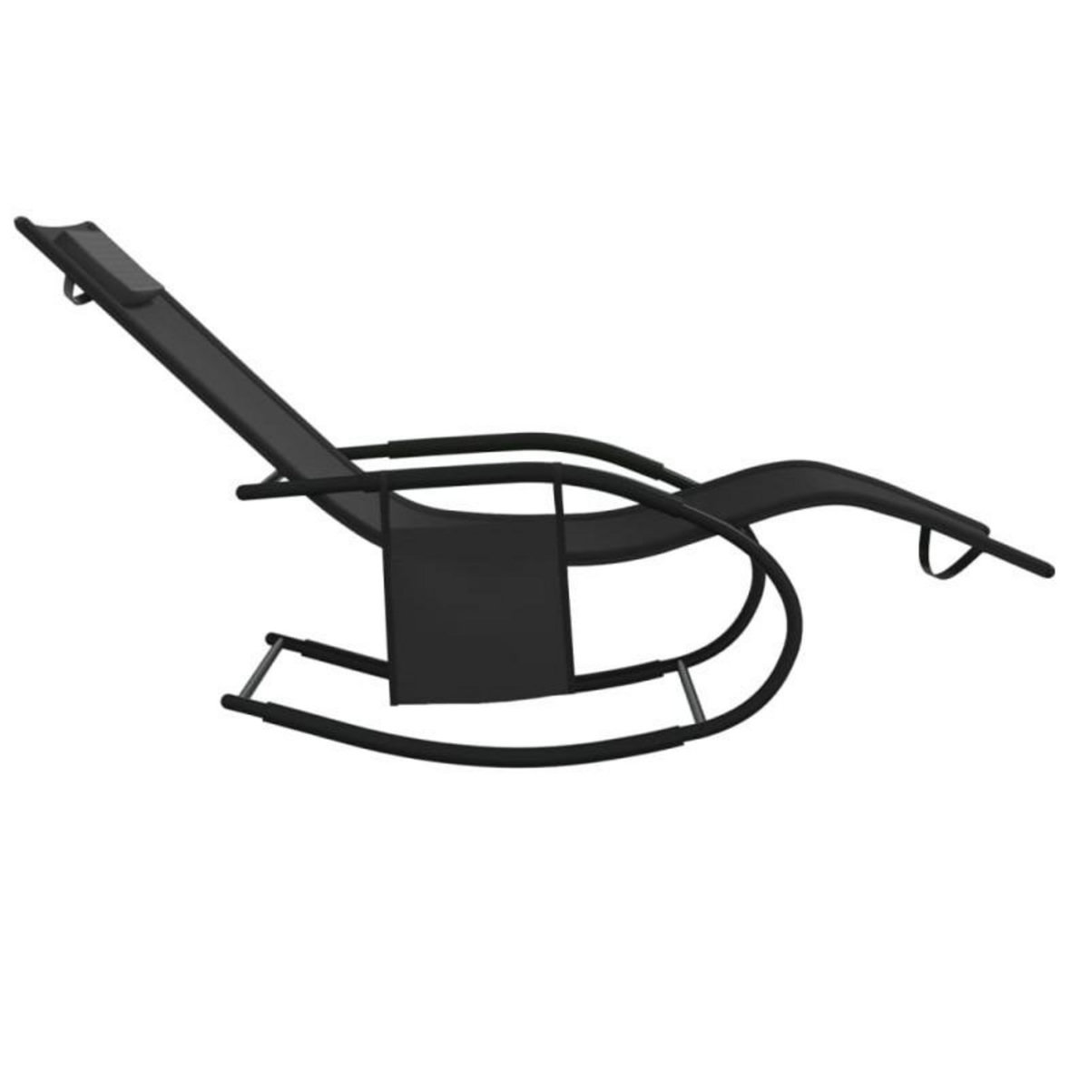 VIDAXL Chaises longues à bascule 2 pcs Noir Acier et textilène