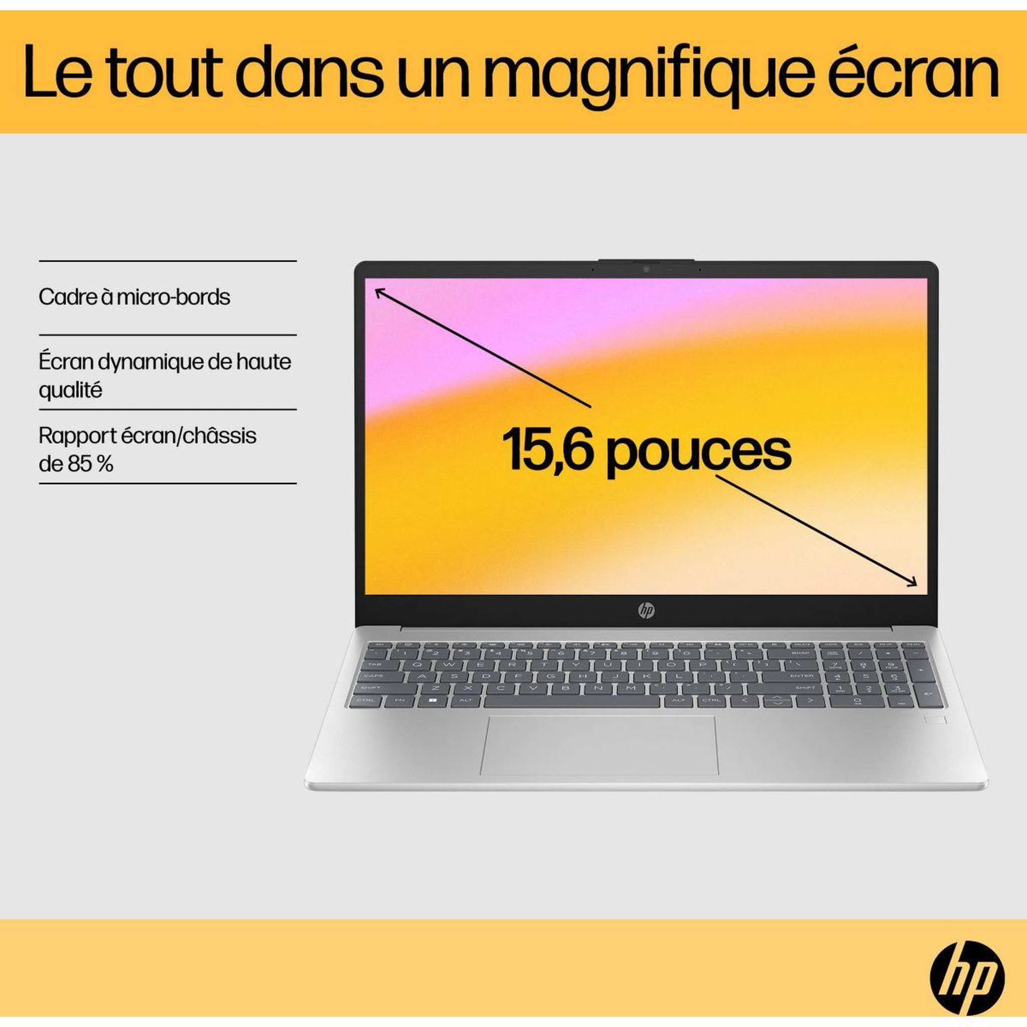 Voir la diapositive 4 : HP Ordinateur portable 15-fc0022nf 15,6  amd ryzen 7 7730u 16 go ram ddr4 ssd 512 go