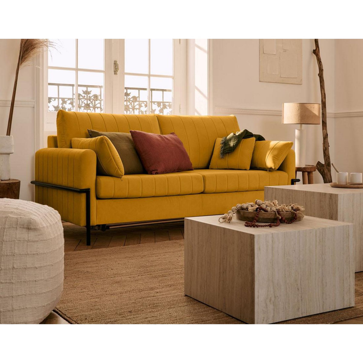 LISA DESIGN Ercolano - canapé 3 places convertible - couchage quotidien - matelas 11 cm - en velours