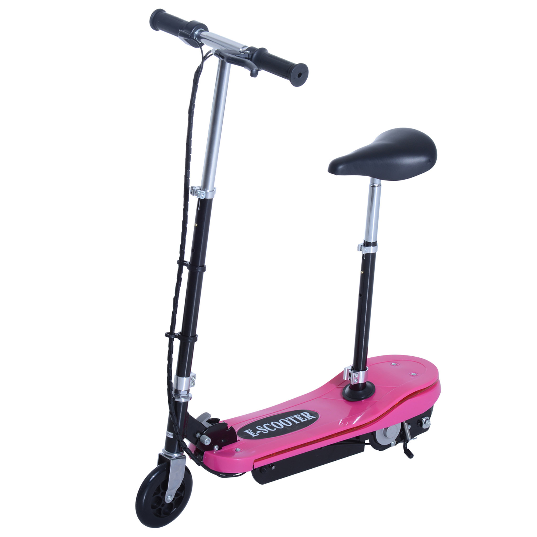 Voir la diapositive 1 : HOMCOM Trottinette électrique pliable 120 W enfant 7 à 12 ans lumière LED hauteur guidon et selle réglable 10 Km/h max. rose