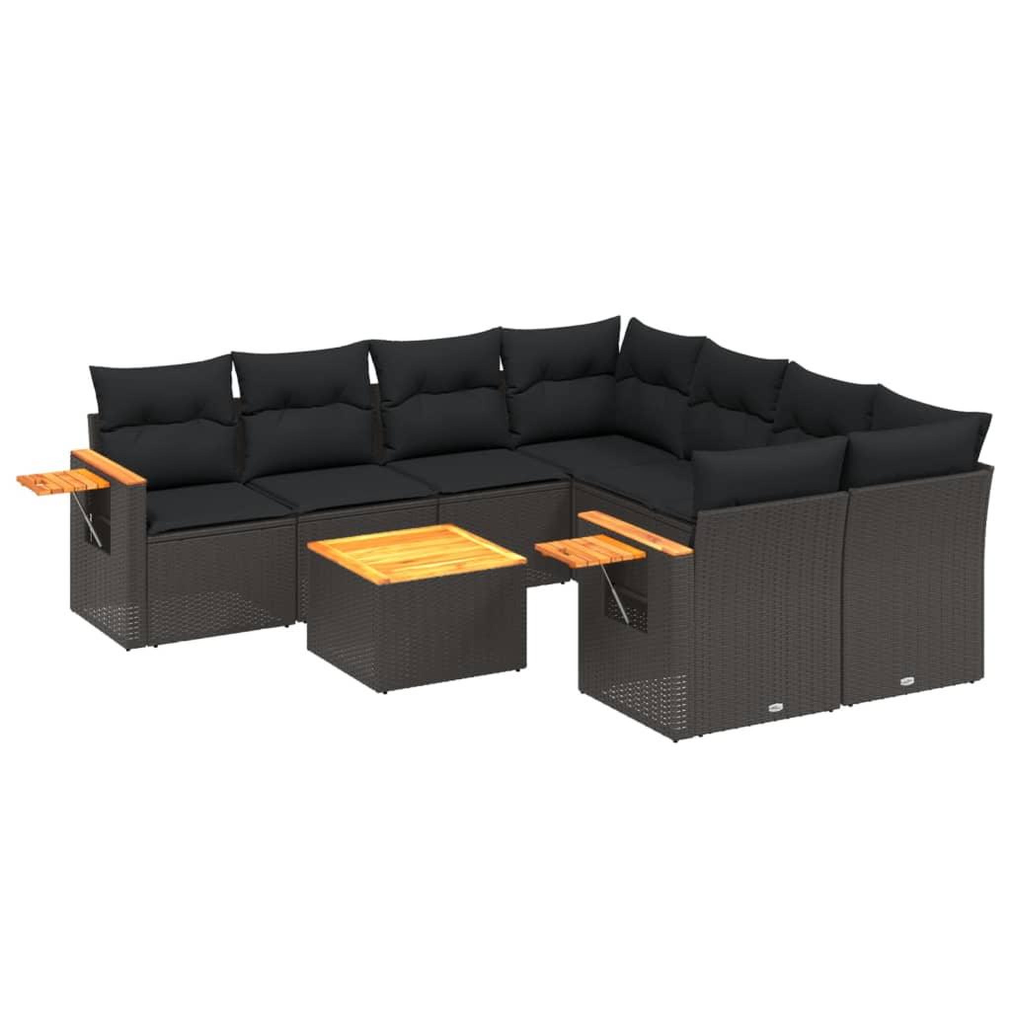 Voir la diapositive 2 : VIDAXL Salon de jardin 9 pcs avec coussins noir resine tressee