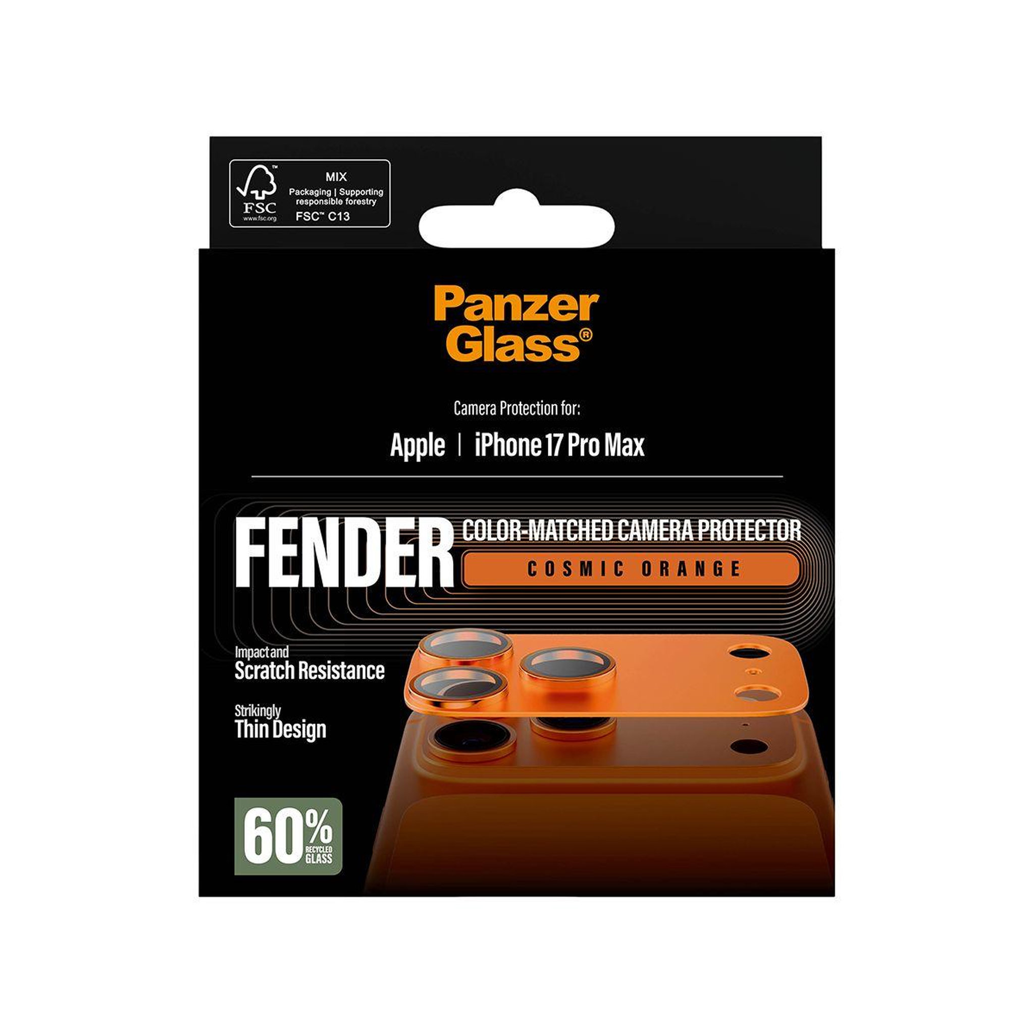 Voir la diapositive 3 : PANZERGLASS Protège objectif iphone 17 pro max protège obj orange