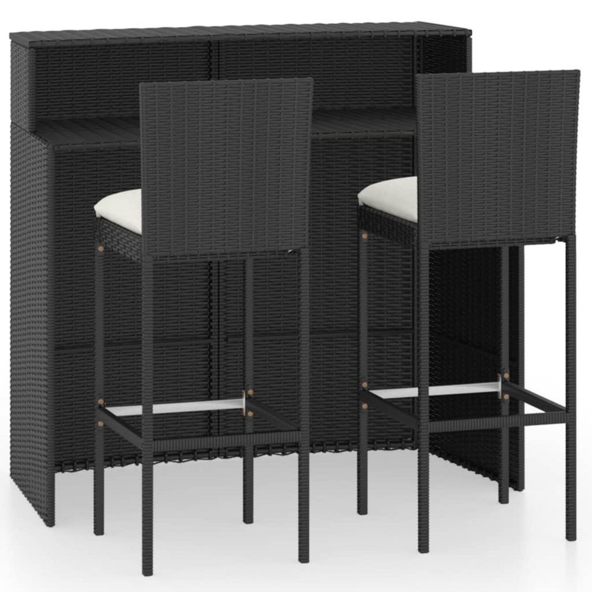 VIDAXL Ensemble de bar de jardin avec coussins 3 pcs Noir