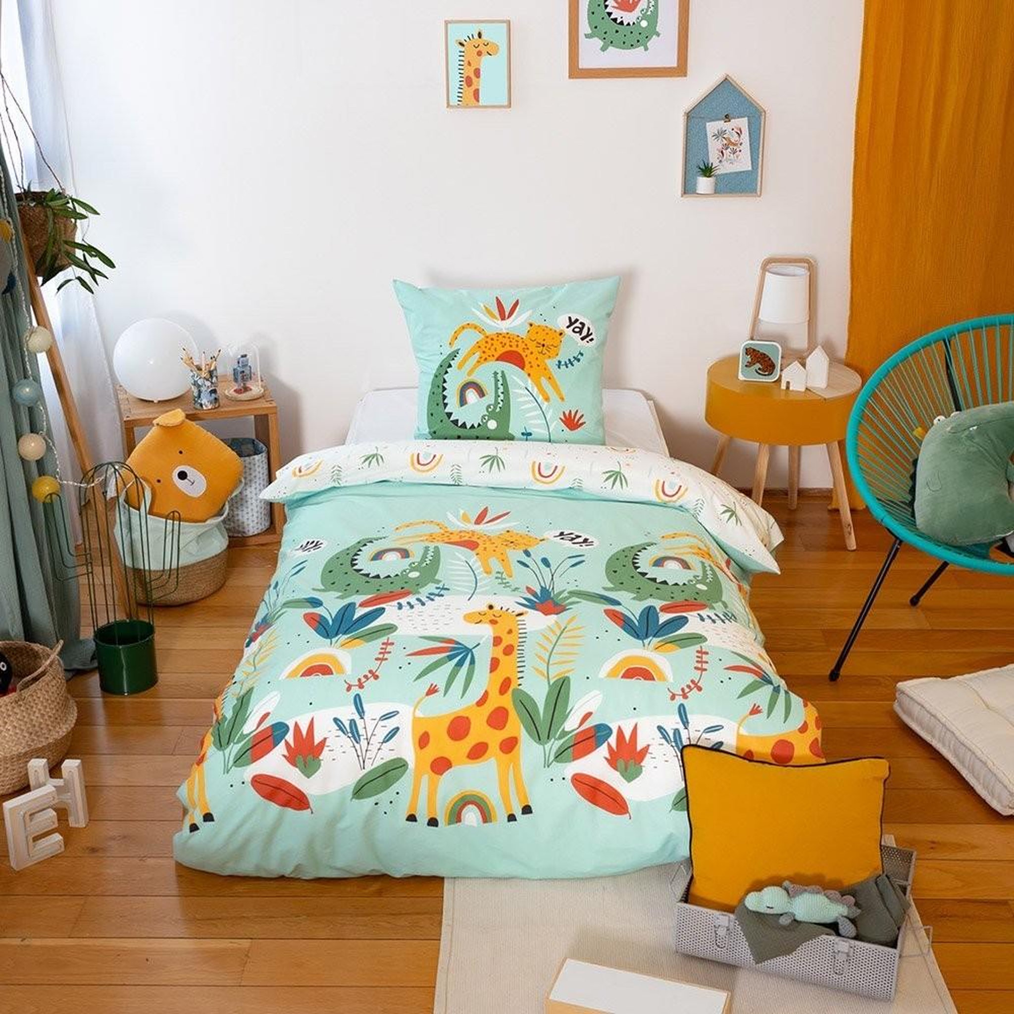 Voir la diapositive 1 : COTE DECO Housse de couette 140x200 Poumba + taie coton adouci 57 fils