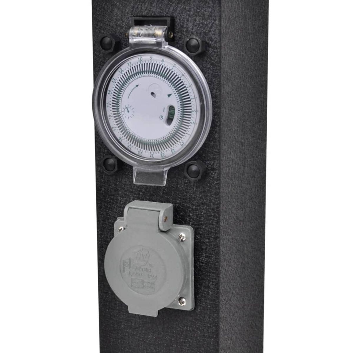 VIDAXL Pilier avec prise de jardin et minuterie Noir