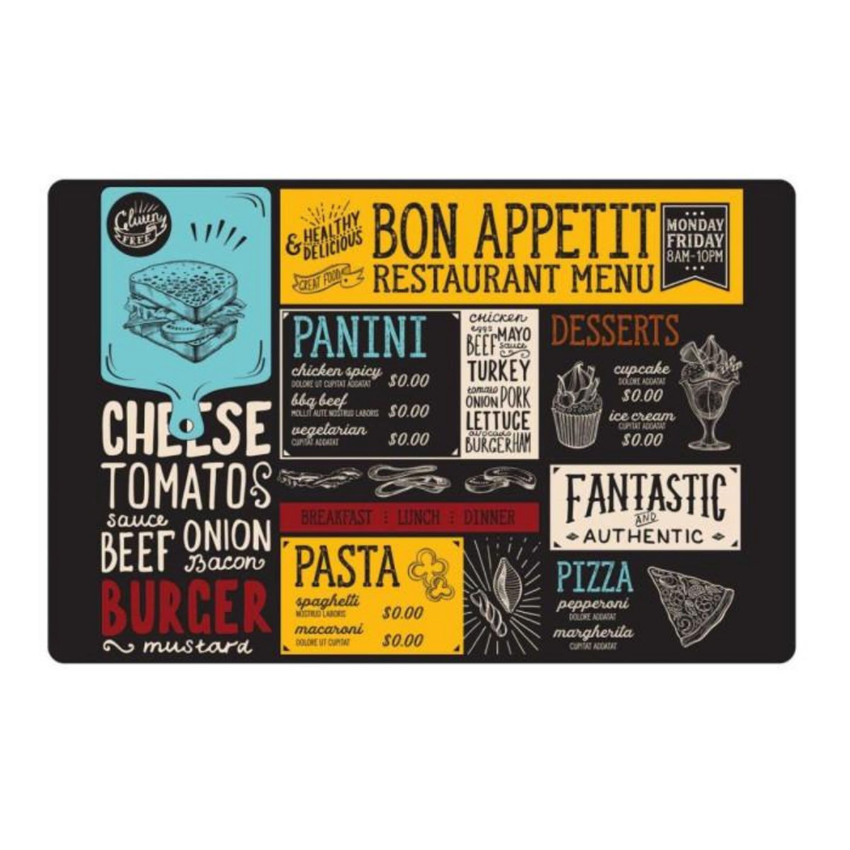 Paris Prix Set de Table  Cheese  28x44cm Noir