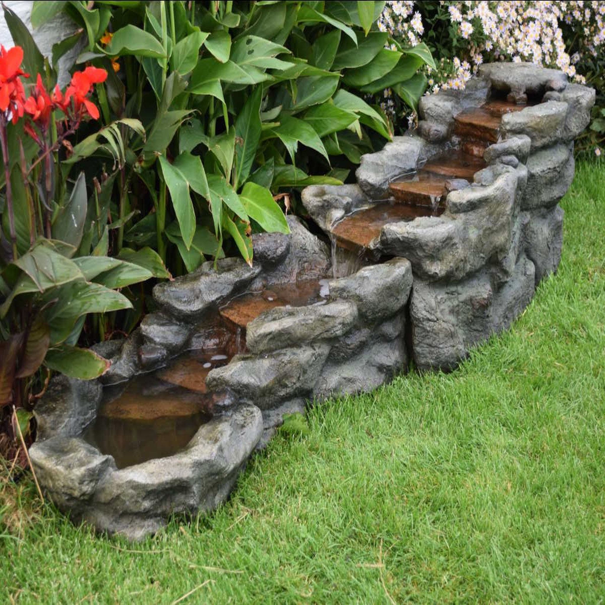 Ubbink Fontaine de jardin Brembo allongée rochers et pierres, avec éclairage LED - Ubbink
