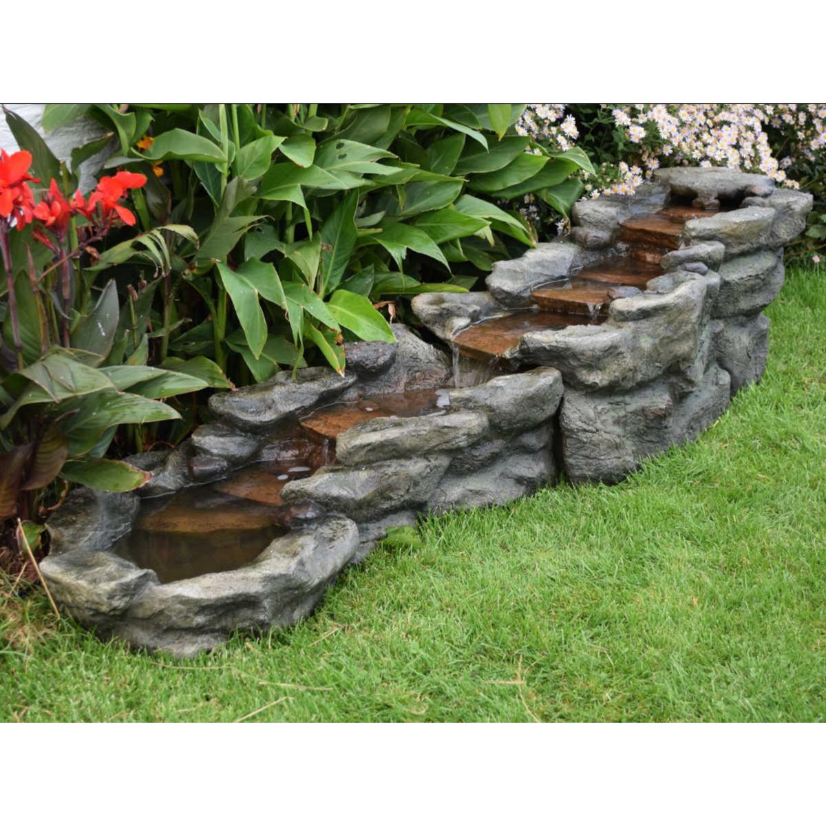 Ubbink Fontaine de jardin Brembo allongée rochers et pierres, avec éclairage LED - Ubbink