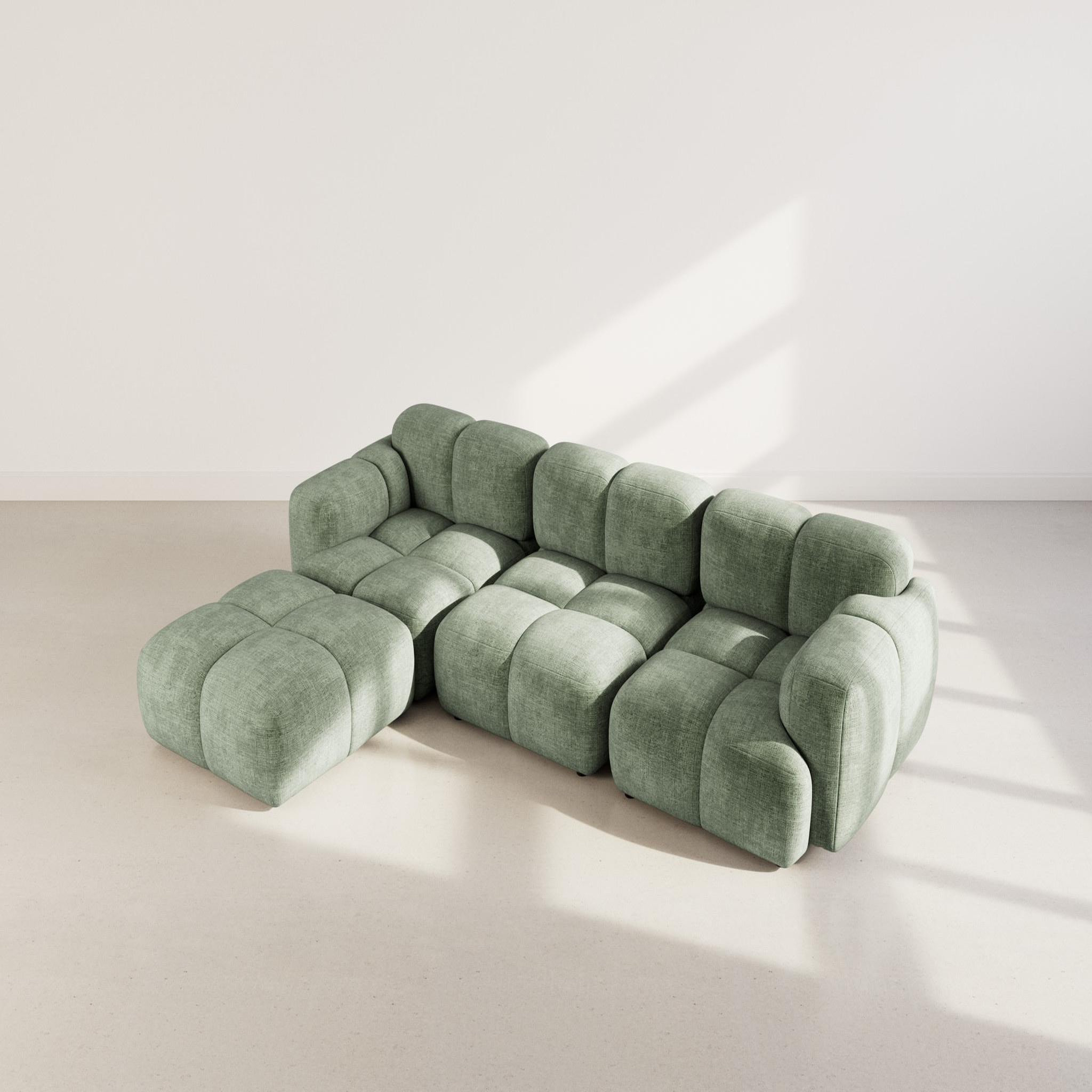 Voir la diapositive 3 : BEST MOBILIER Grace - canapé modulable d'angle réversible 4 places en velours texturé