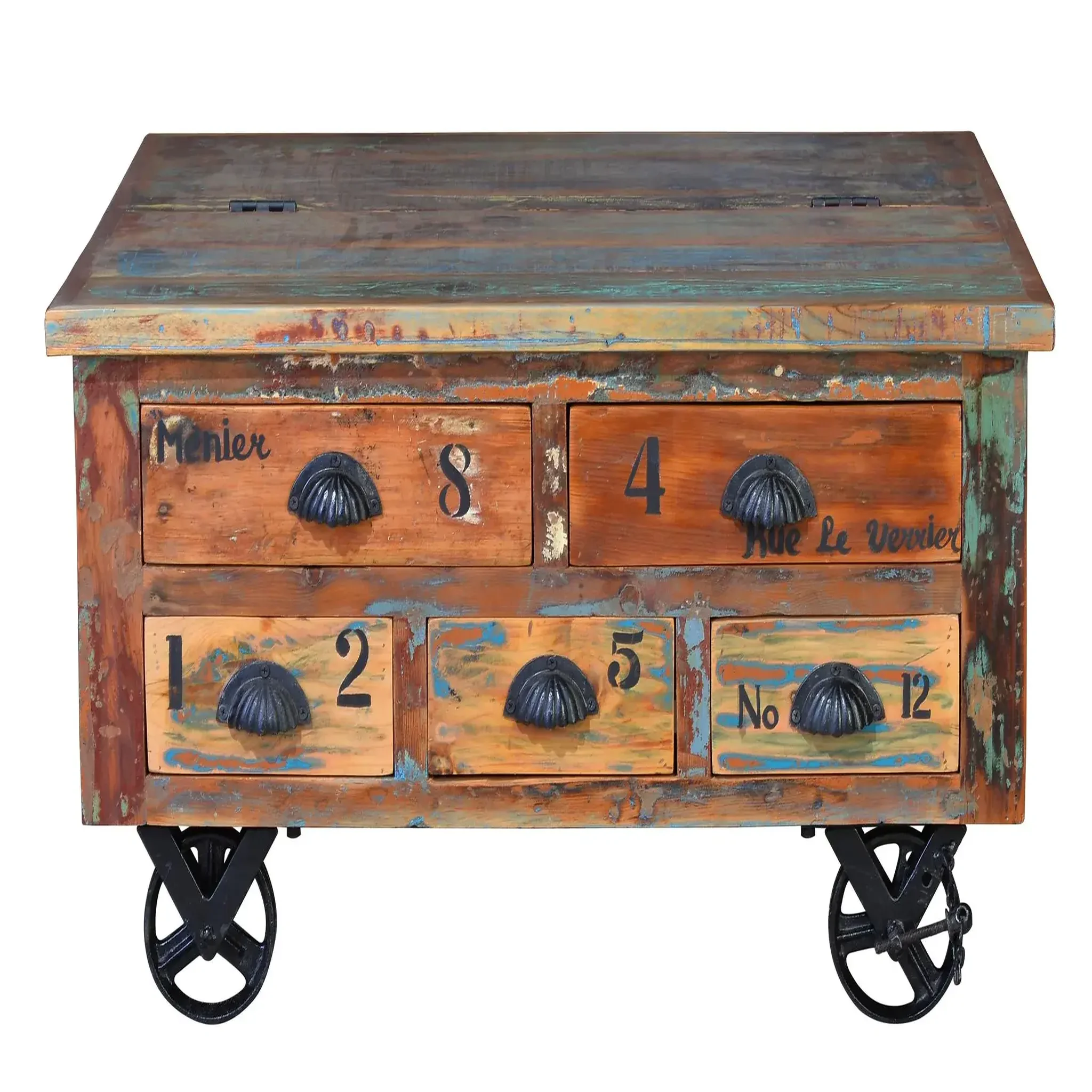 GINER Y COLOMER SL Table basse en bois recyclé 90 cm style vintage moderne