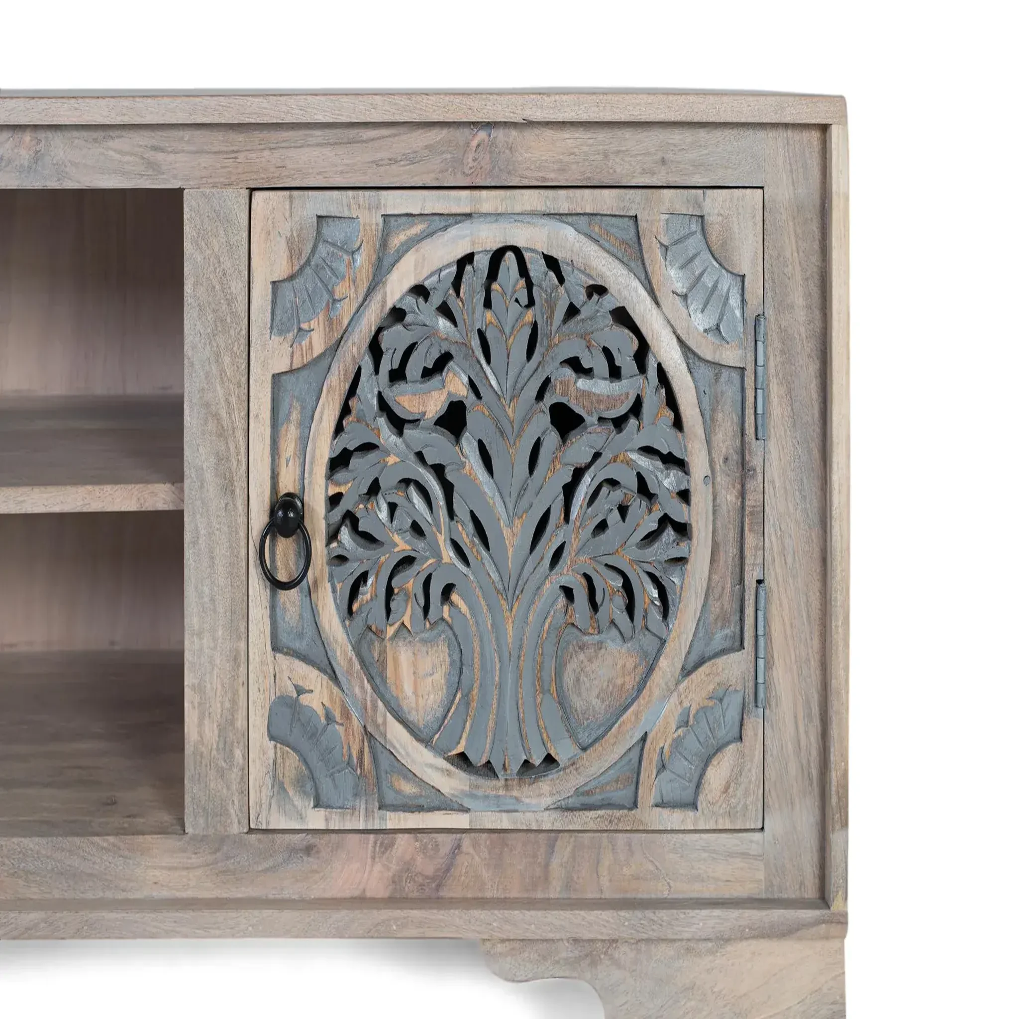 Voir la diapositive 4 : GINER Y COLOMER SL Meuble tv en bois de manguier 180 cm style ethnique sculpté