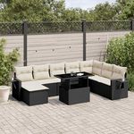 VIDAXL Salon de jardin 8 pcs avec coussins noir resine tressee