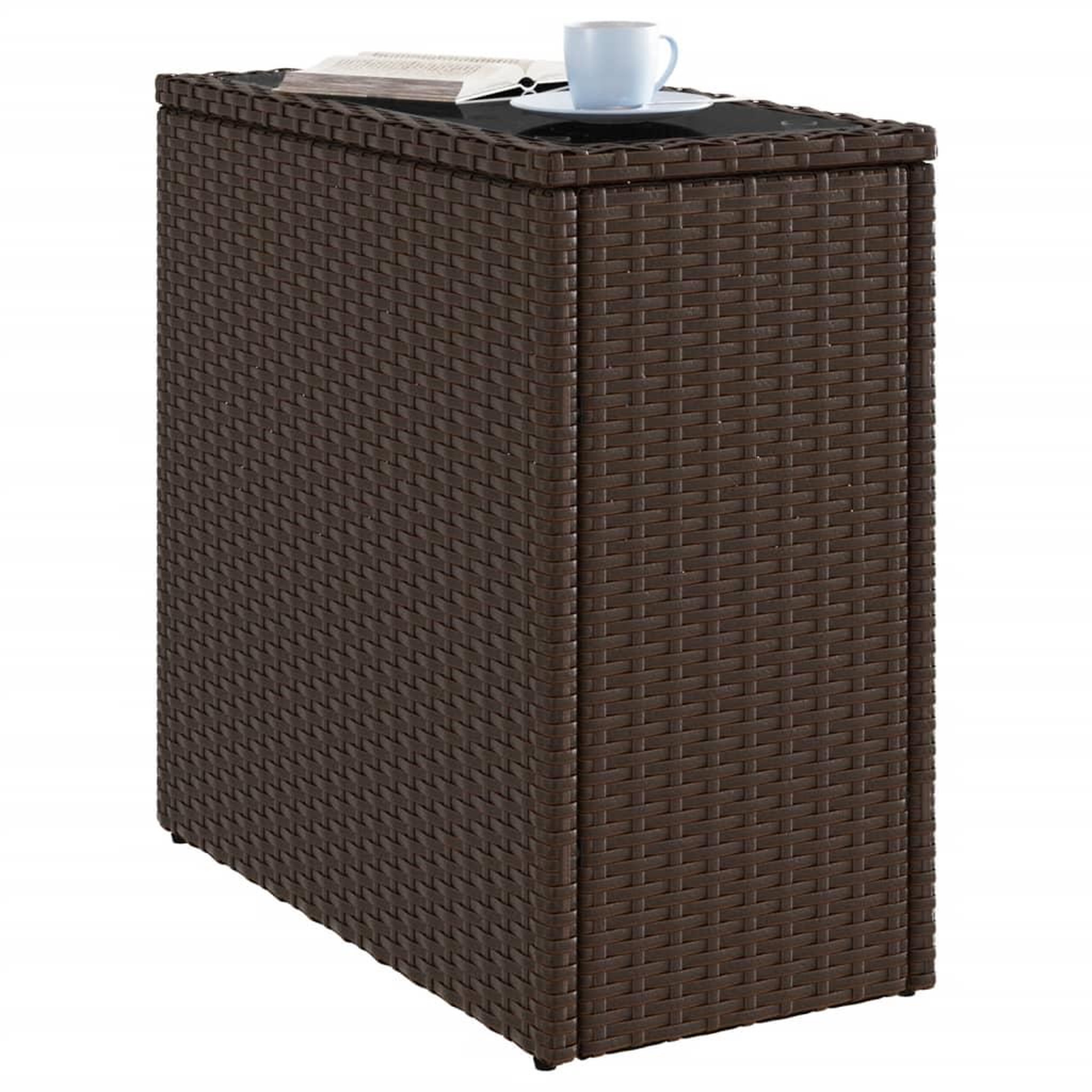 Voir la diapositive 4 : VIDAXL Table d'appoint de jardin avec dessus en verre marron rotin