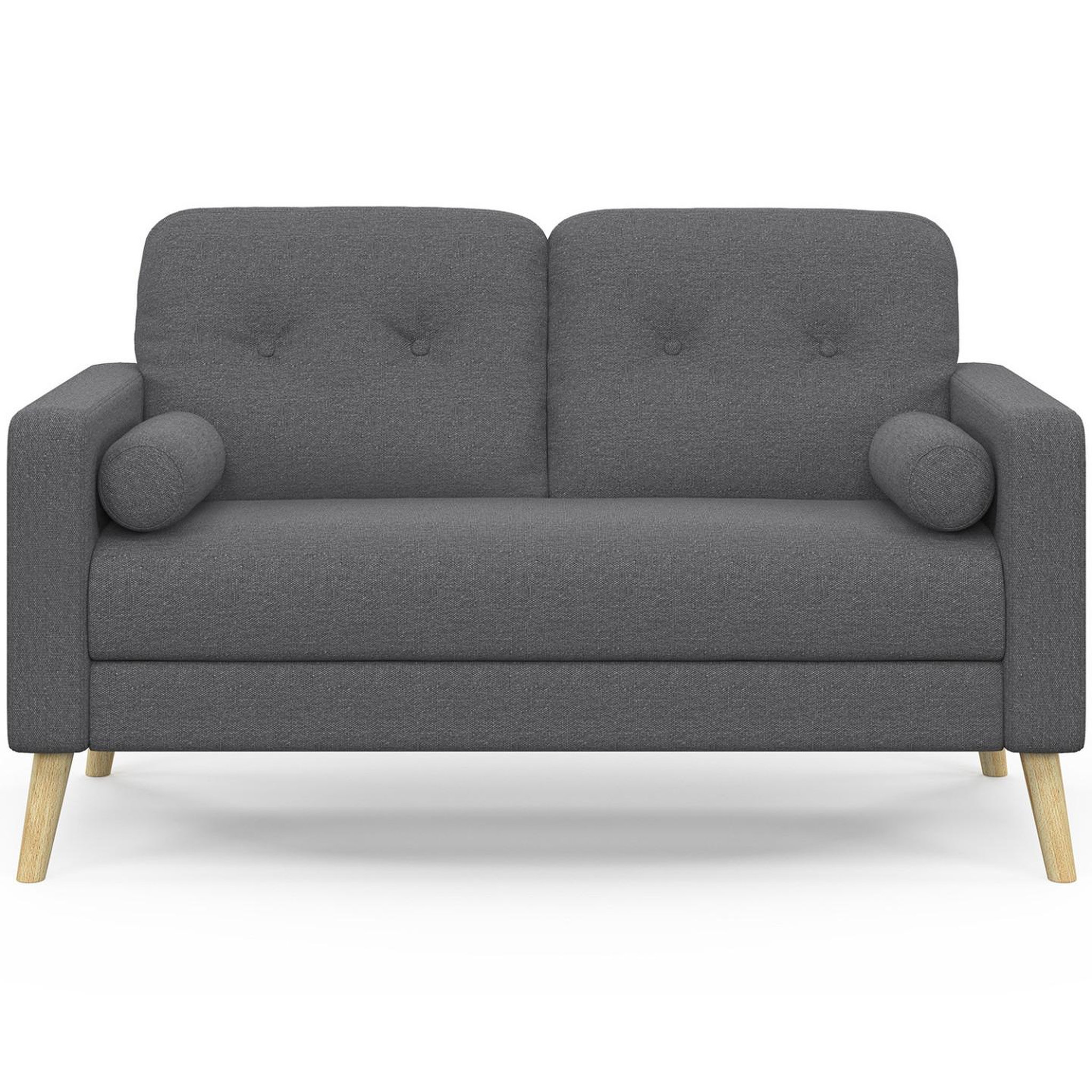 Voir la diapositive 3 : ID MARKET Canapé droit scandinave 2 places claire en tissu gris anthracite
