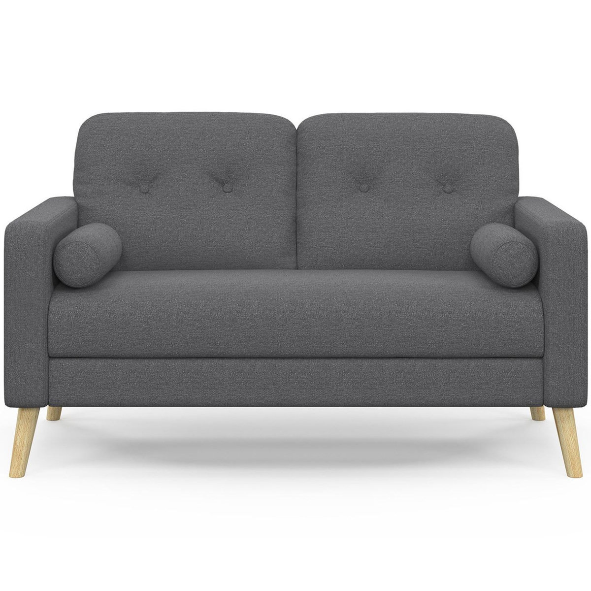 ID MARKET Canapé droit scandinave 2 places CLAIRE en tissu gris anthracite