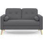Voir la diapositive 3 : ID MARKET Canapé droit scandinave 2 places CLAIRE en tissu gris anthracite