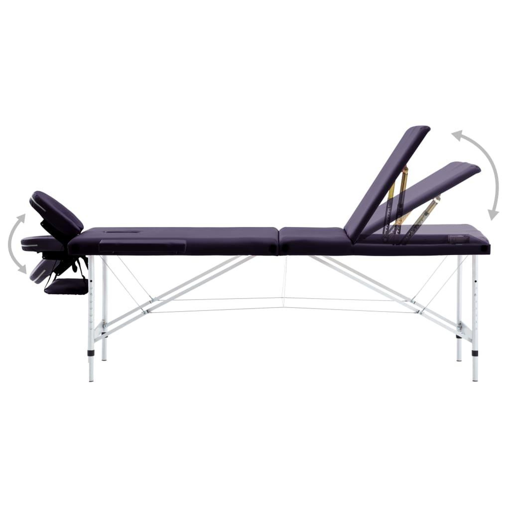 Voir la diapositive 3 : VIDAXL Table de massage pliable 3 zones Aluminium Violet