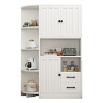 MERAX Buffet 3 porte(s) 2 tiroir(s) - 104 cm blanc panneau de particules