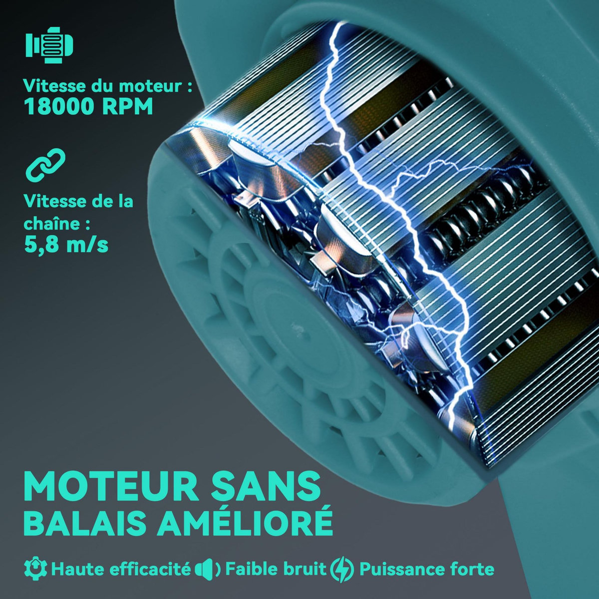 OUTSUNNY Mini tronçonneuse sans fil 580W - scie d'élagage électrique portable 18V 8 pouces - kit complet bleu