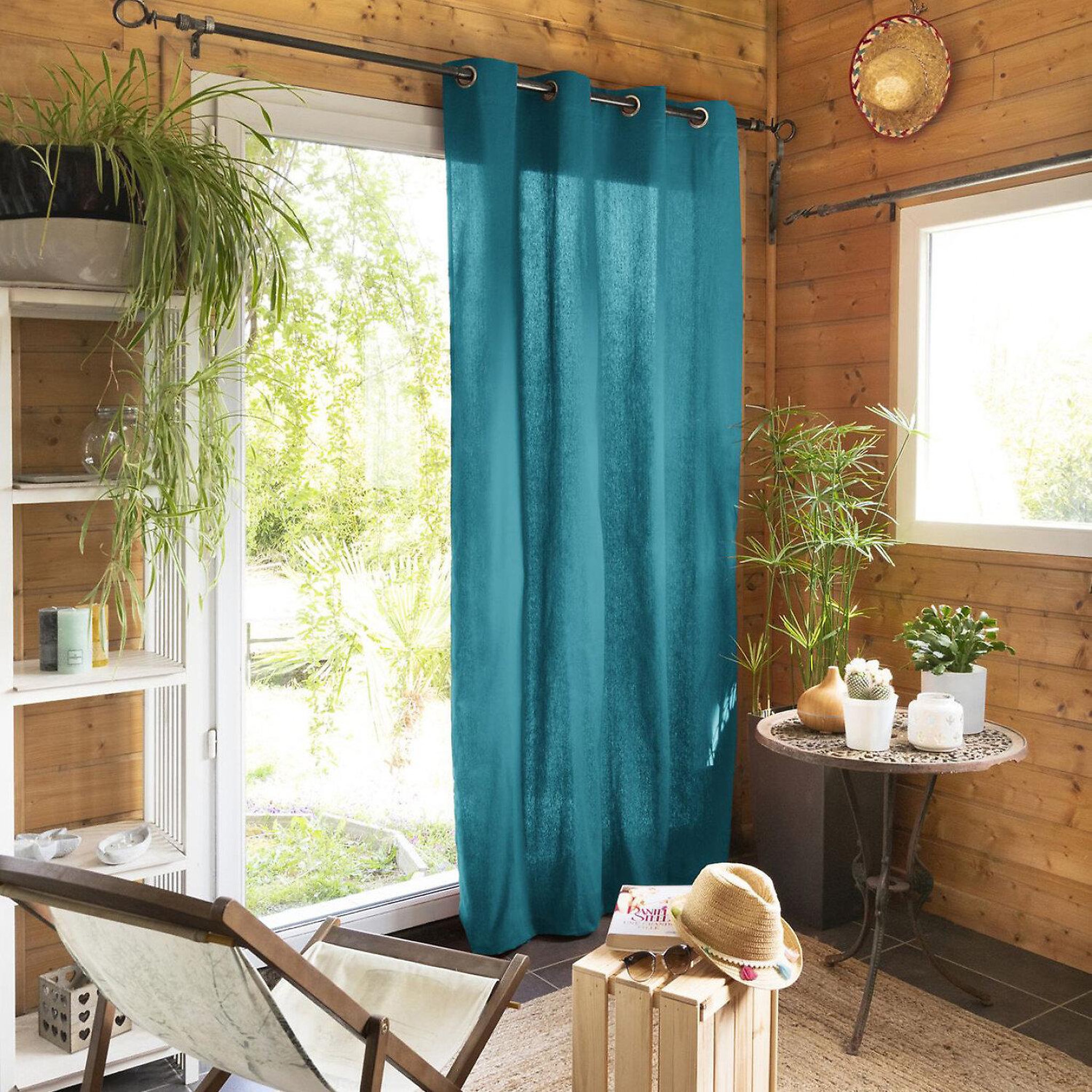 Voir la diapositive 1 : Home collection Rideau 100% coton uni