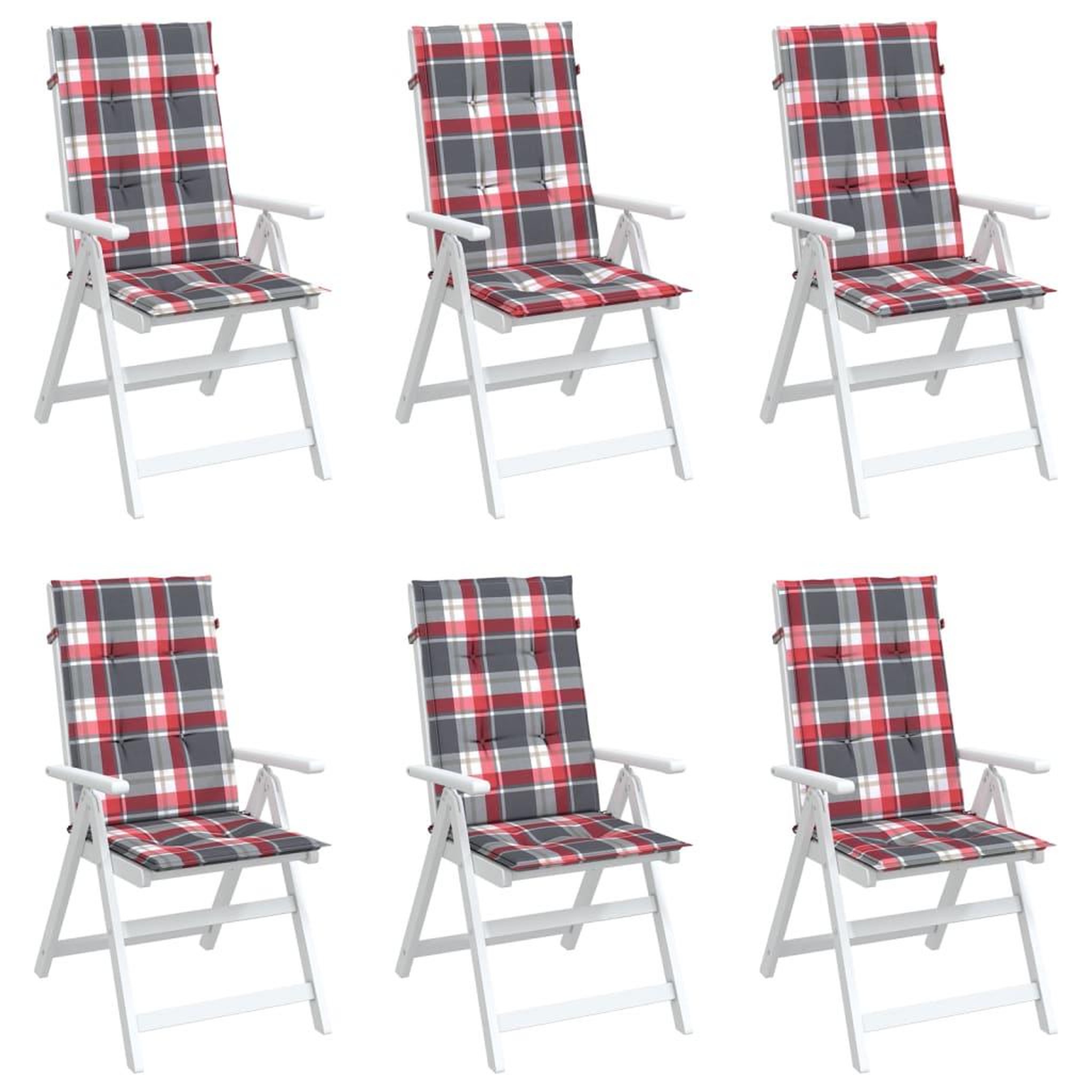 Voir la diapositive 4 : VIDAXL Coussins de chaise de jardin a dossier haut lot de 6 120x50x3cm