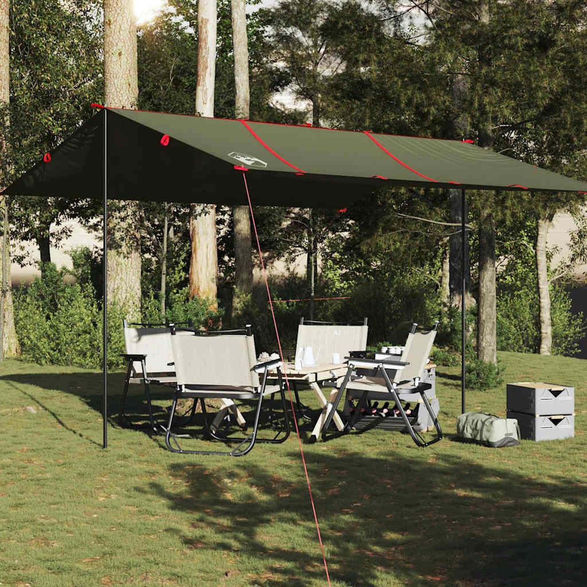 VIDAXL Bache de camping vert olive 451x420 cm impermeable
