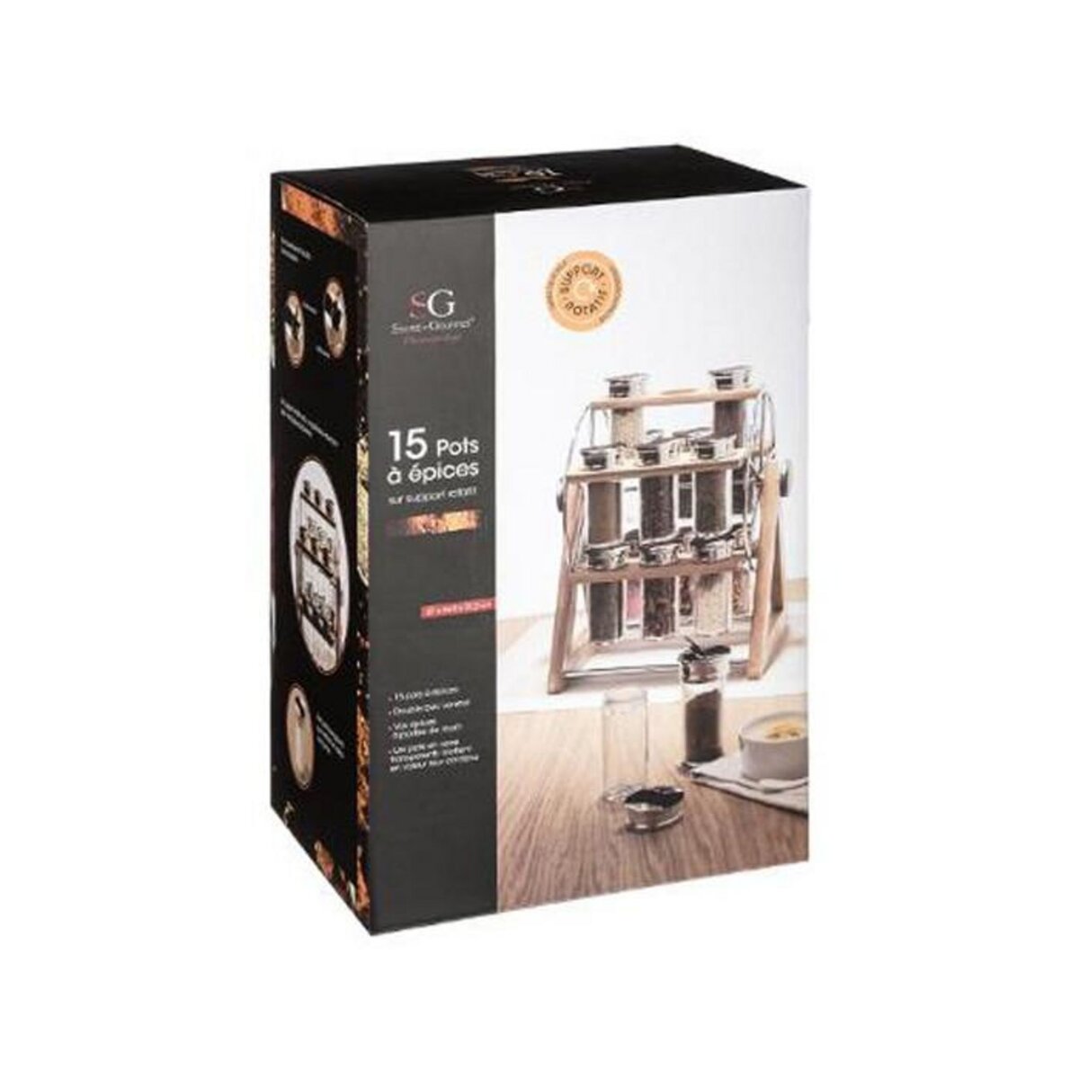 FIVE Présentoir à Épices Rotatif  Moulin  15 Pots Naturel