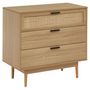 Voir la diapositive 1 : Commode 3 Tiroirs Cannage Naturel- Décor Imitation Bois L80cm AMANDINE