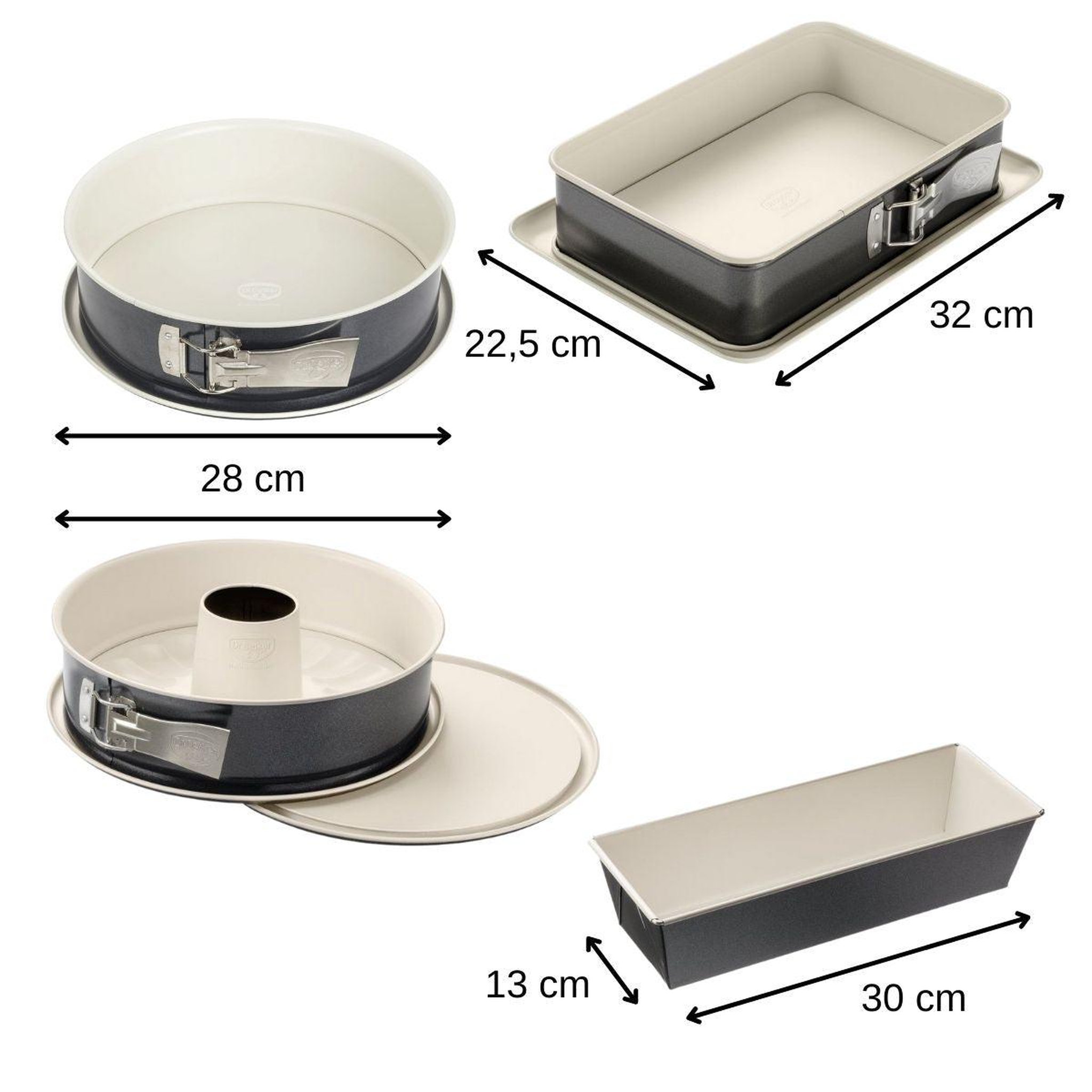 Voir la diapositive 3 : DR.OETKER Ensemble de 4 moules à gâteaux de formes différentes de 28 à 32 cm dr.oetker back-trend